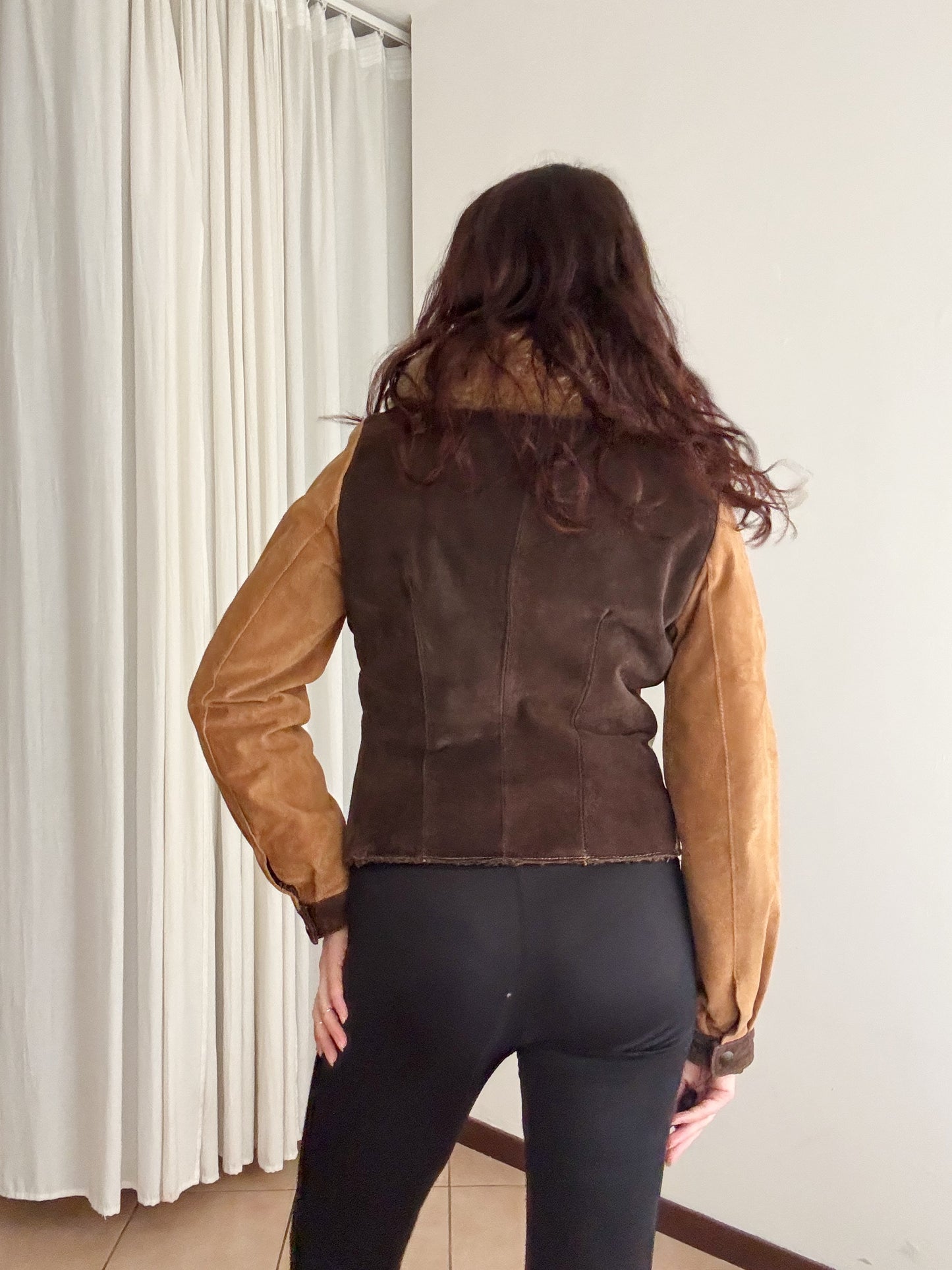 Giacca in pelle patchwork M