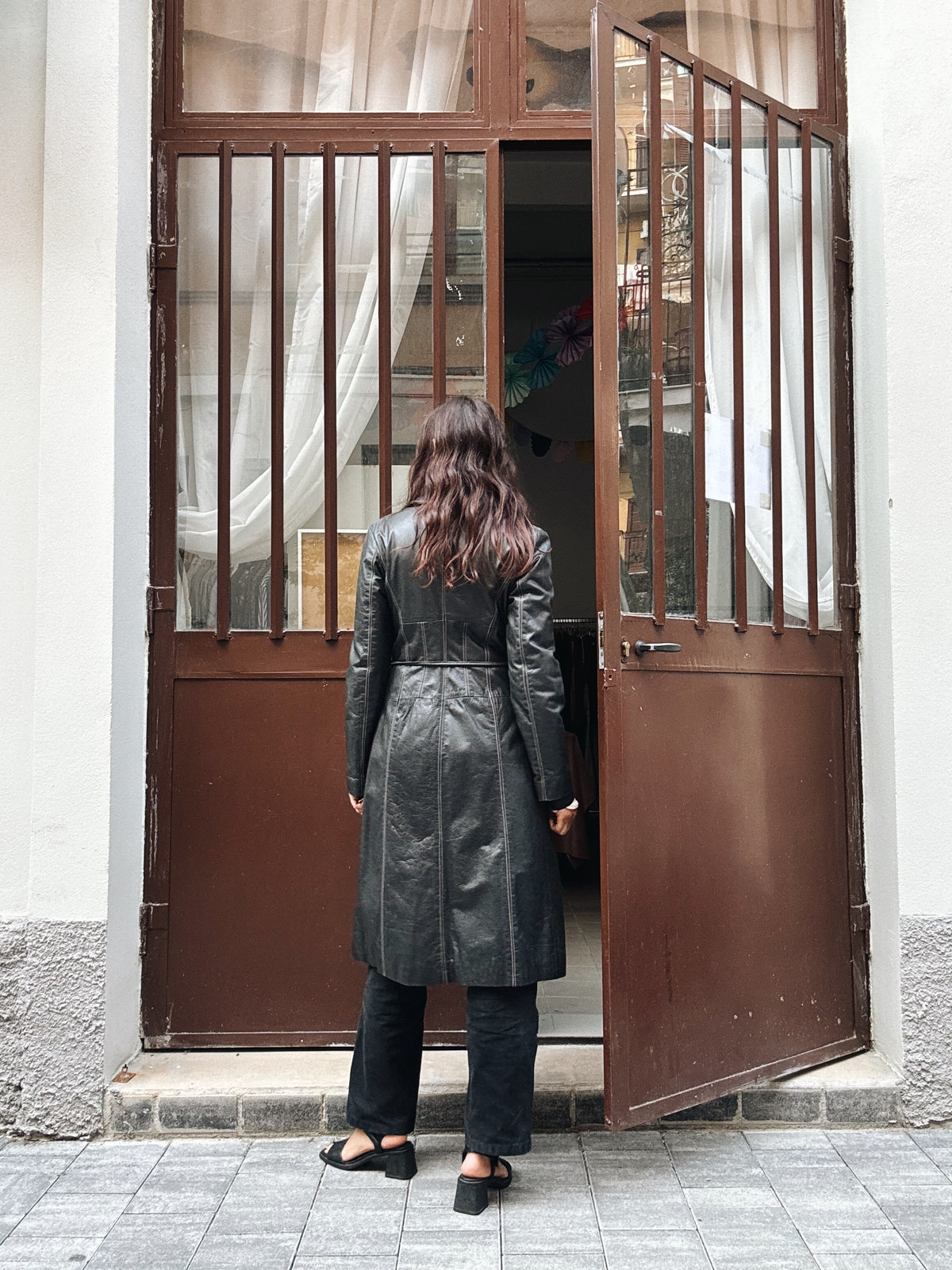 Trench in pelle nera Alysi M