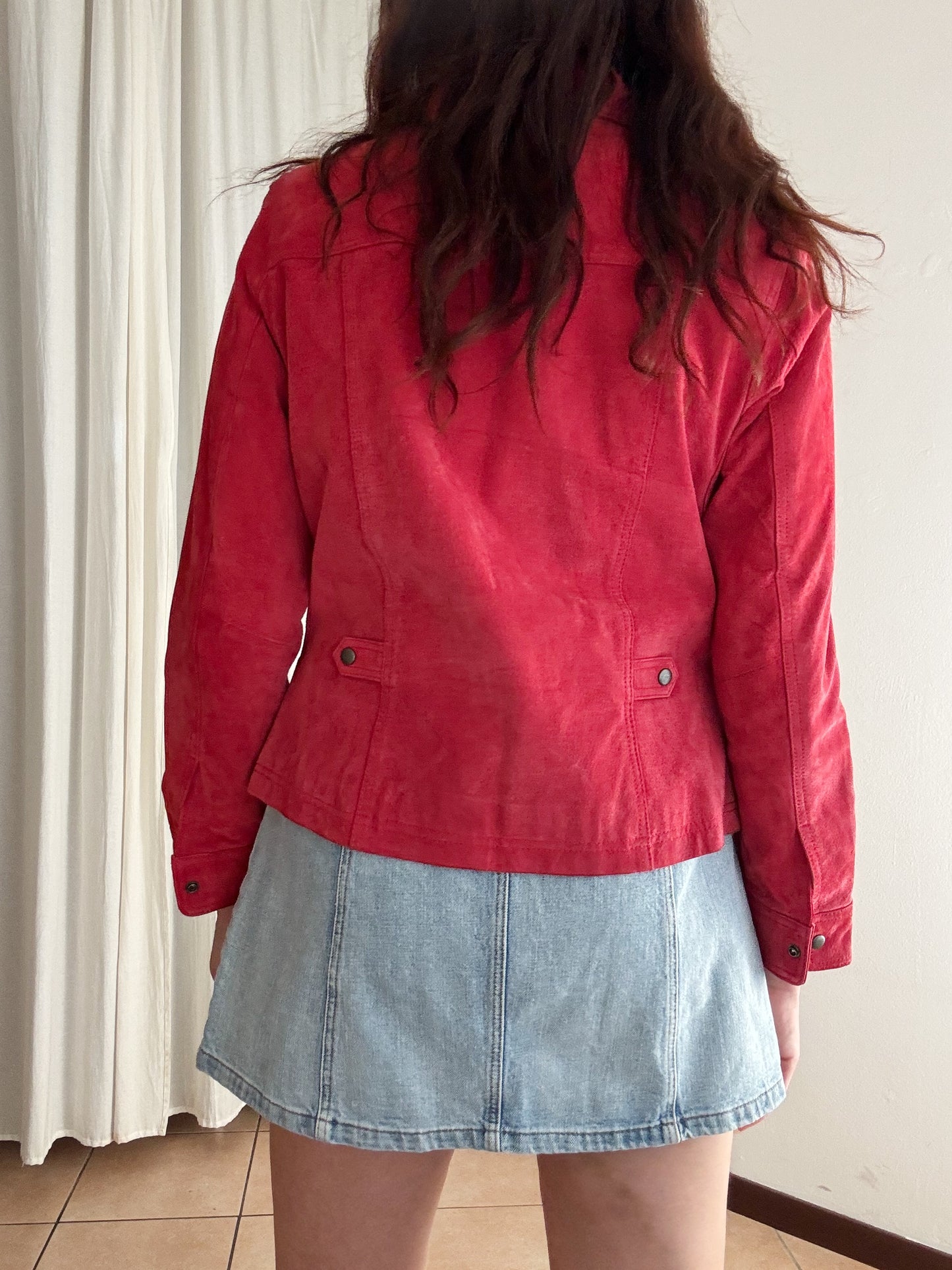 Giacca in pelle rossa M