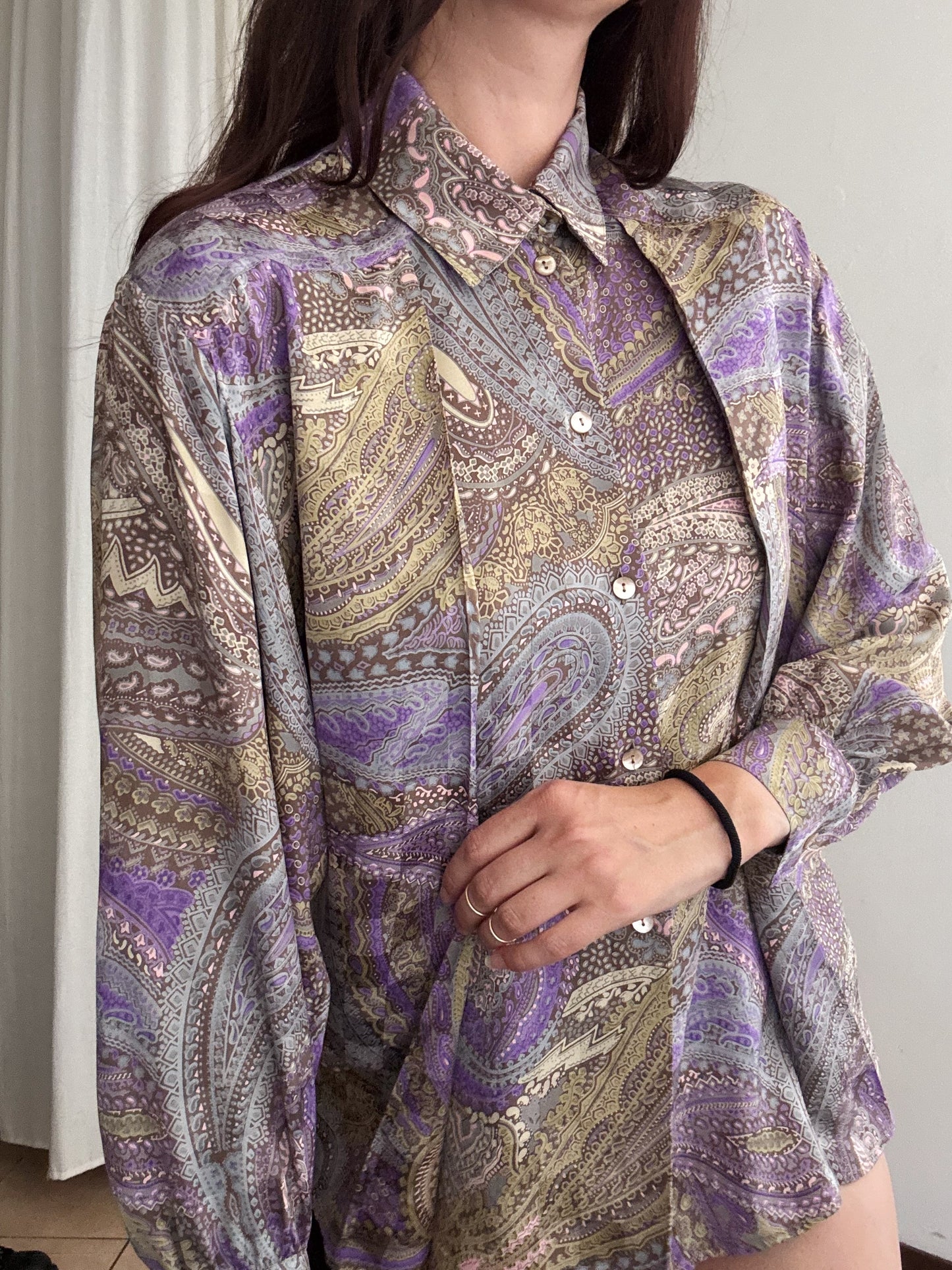 Camicia seta viola 44