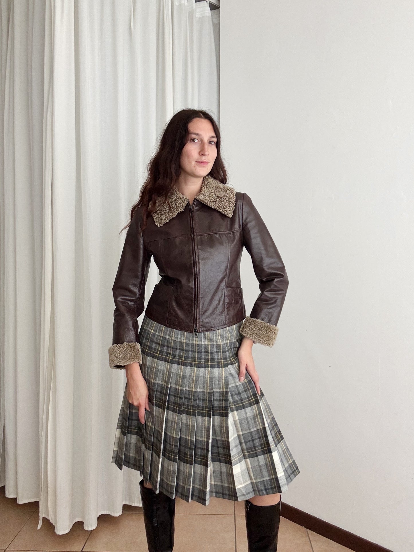 Giacca in pelle marrone 42