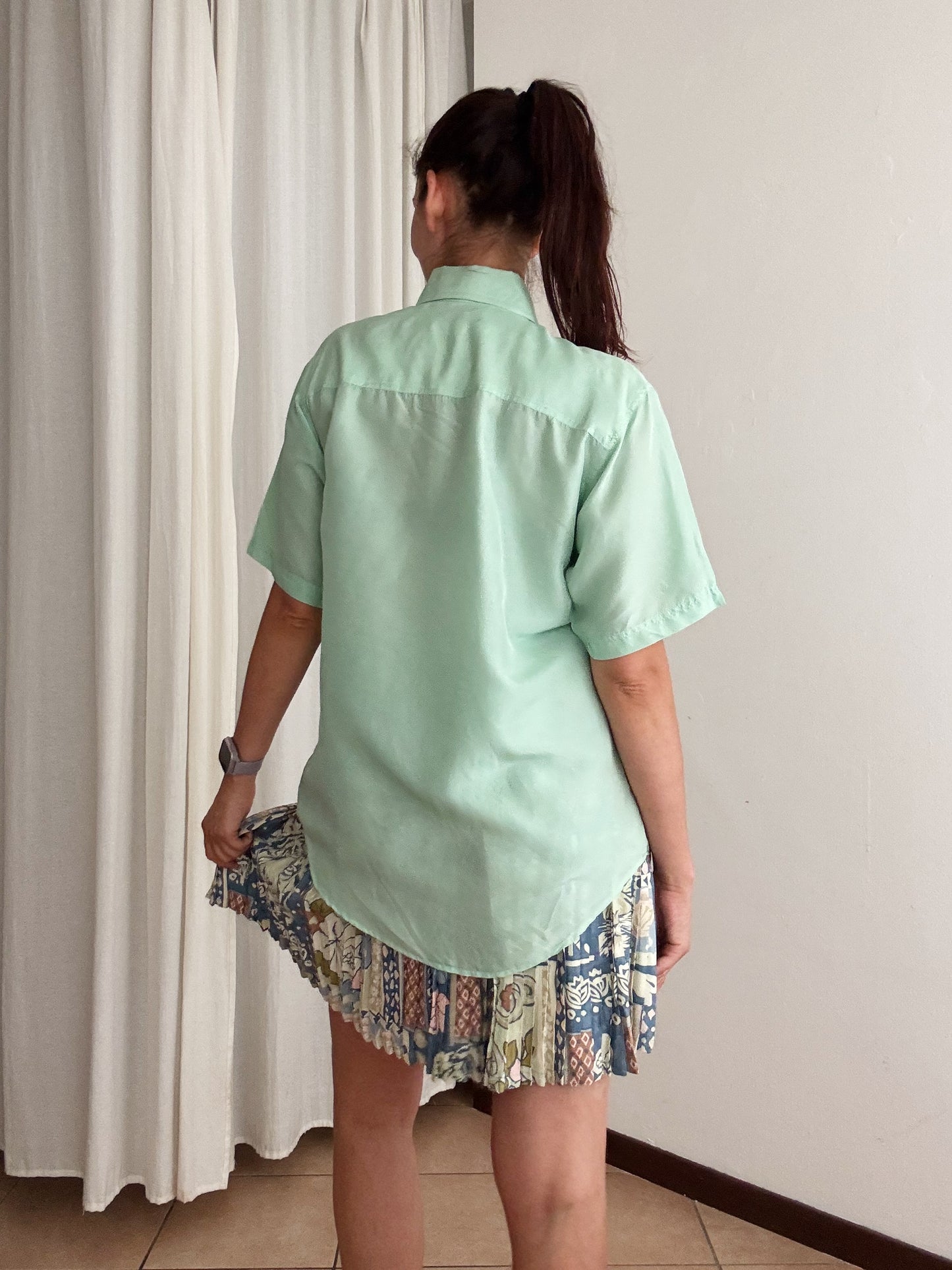 Camicia seta menta M
