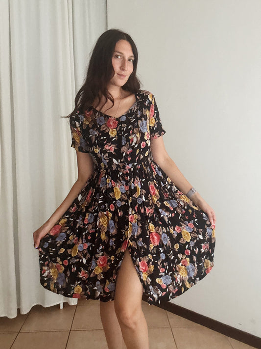 Abito nero floreale M