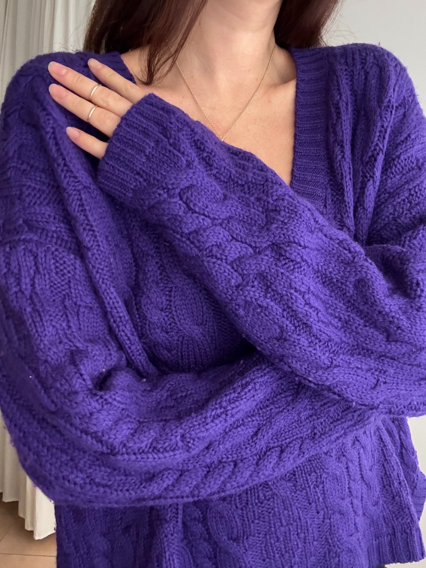 Maglione lana viola XL