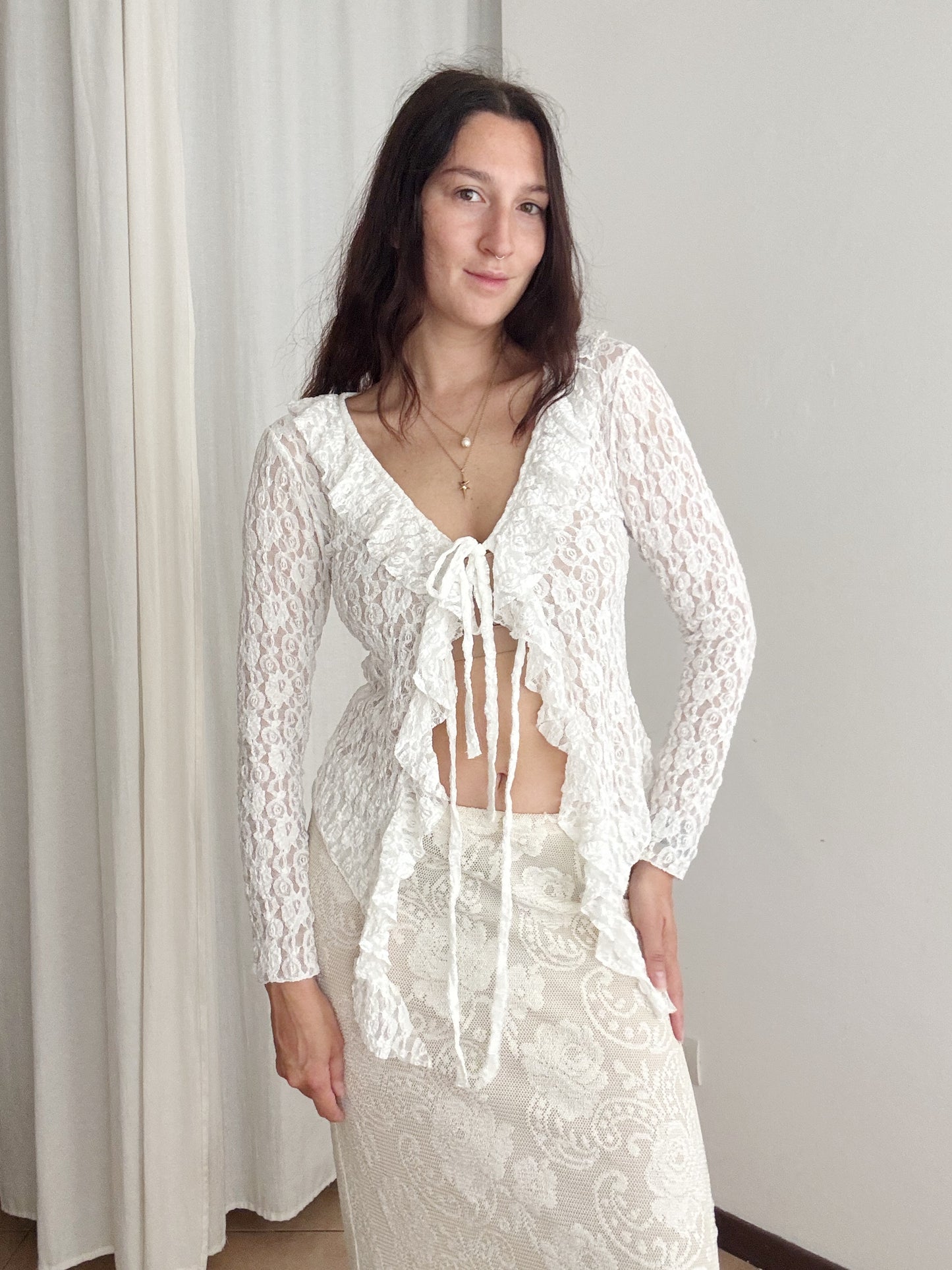 Blusa in pizzo bianco S/M