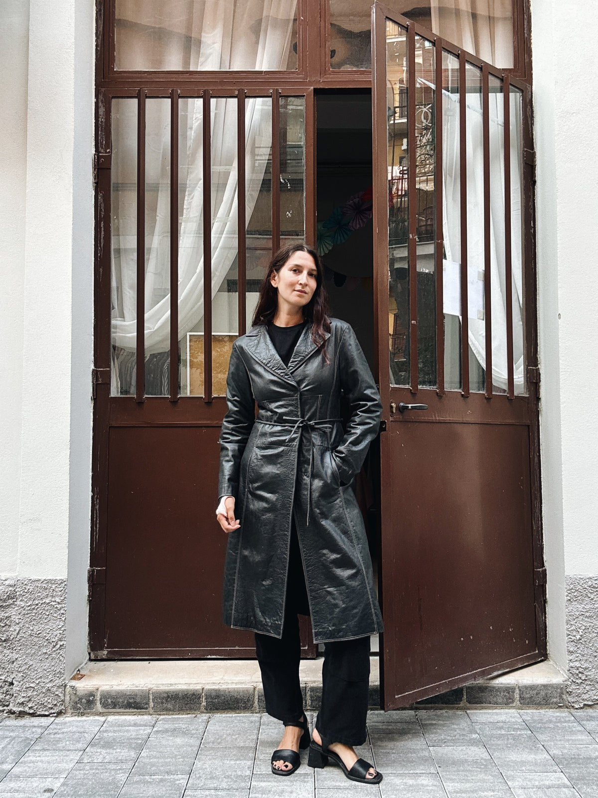 Trench in pelle nera Alysi M