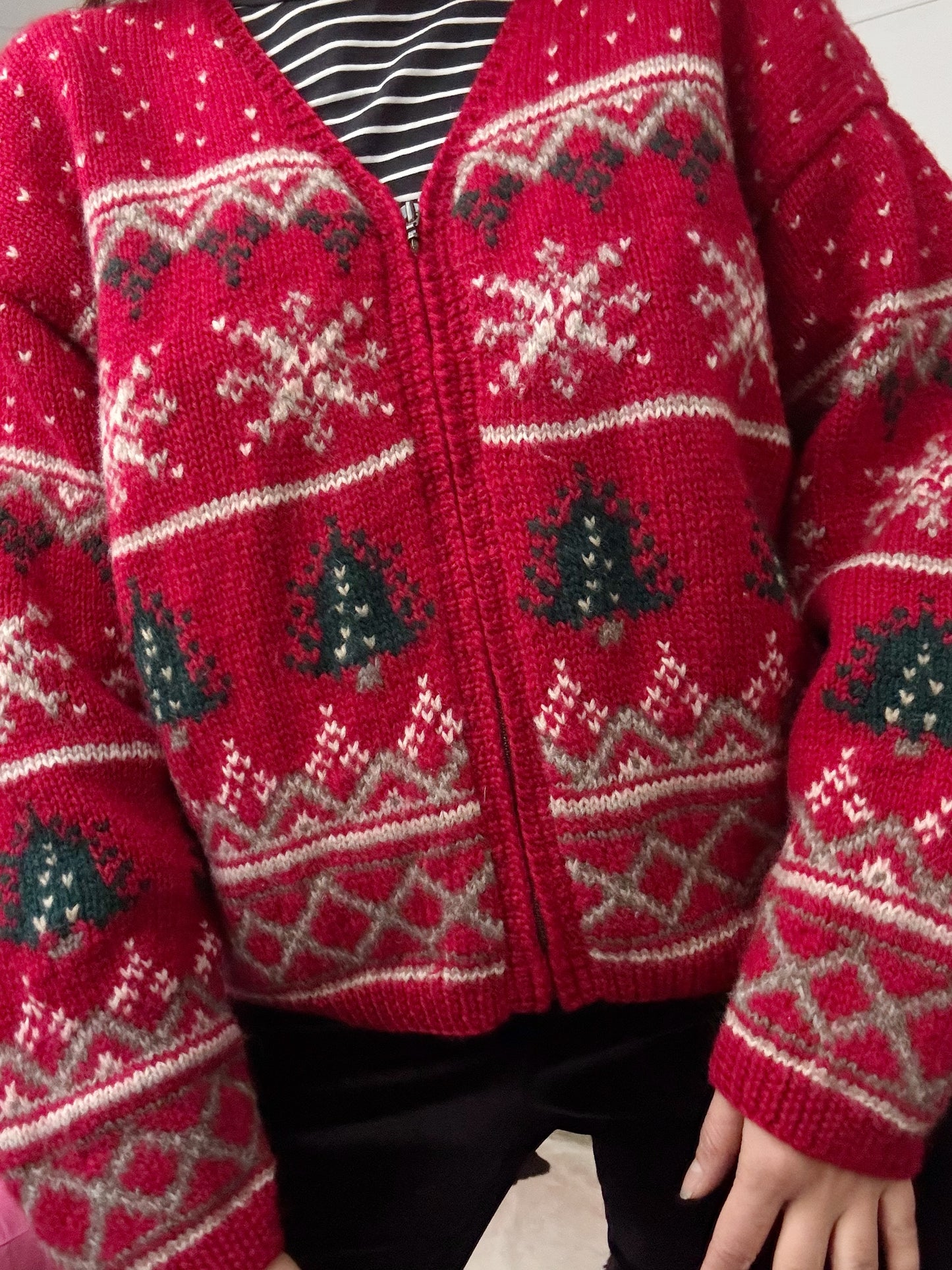 Cardigan rosso natalizio L