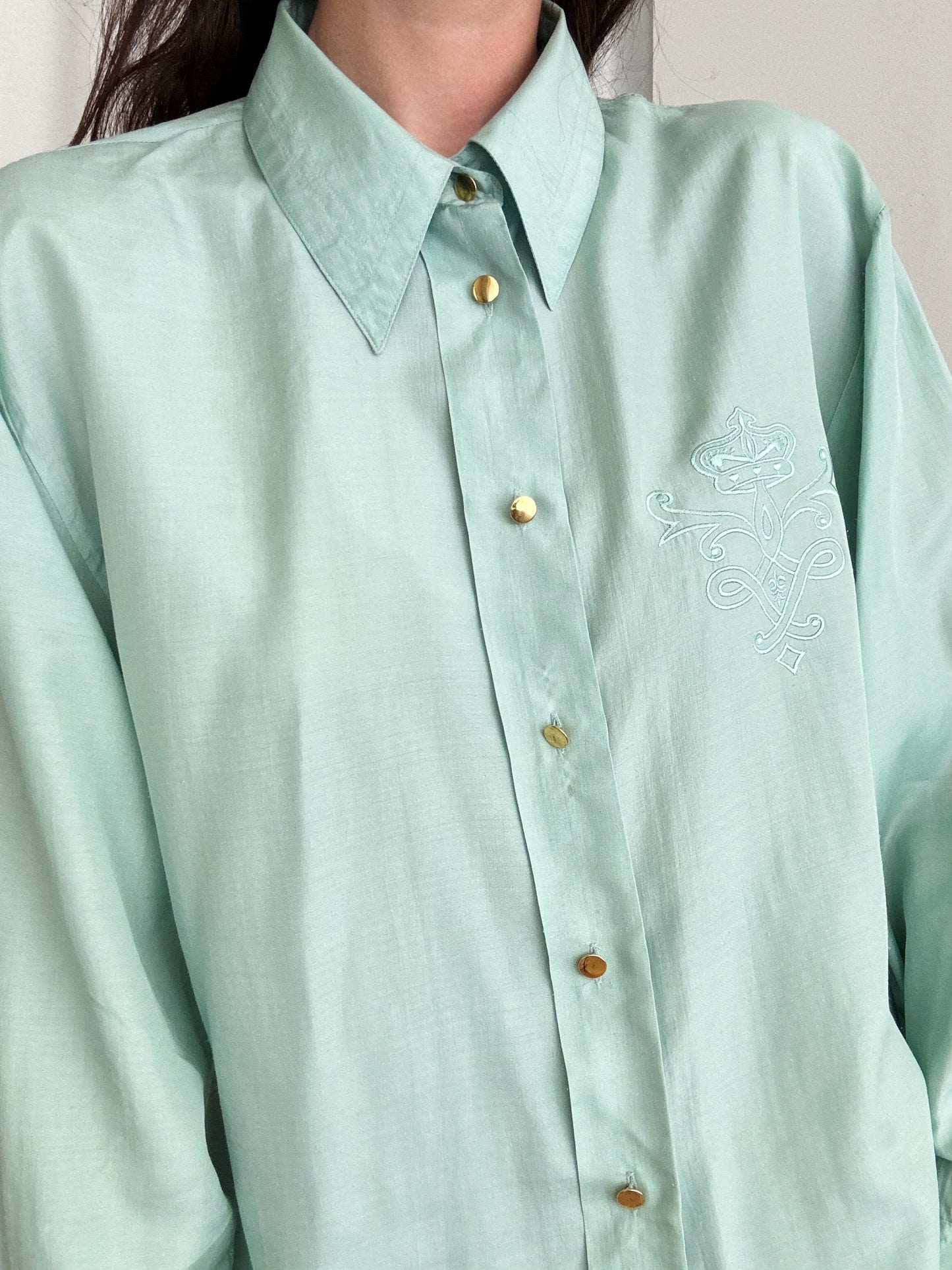 Camicia seta verde acqua L
