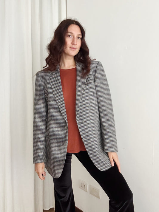 Blazer lana blu grigio L