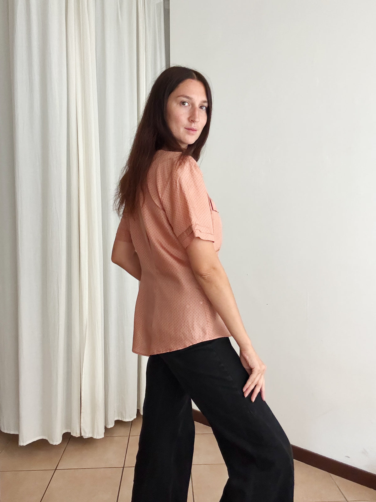 Camicia seta rosa 44