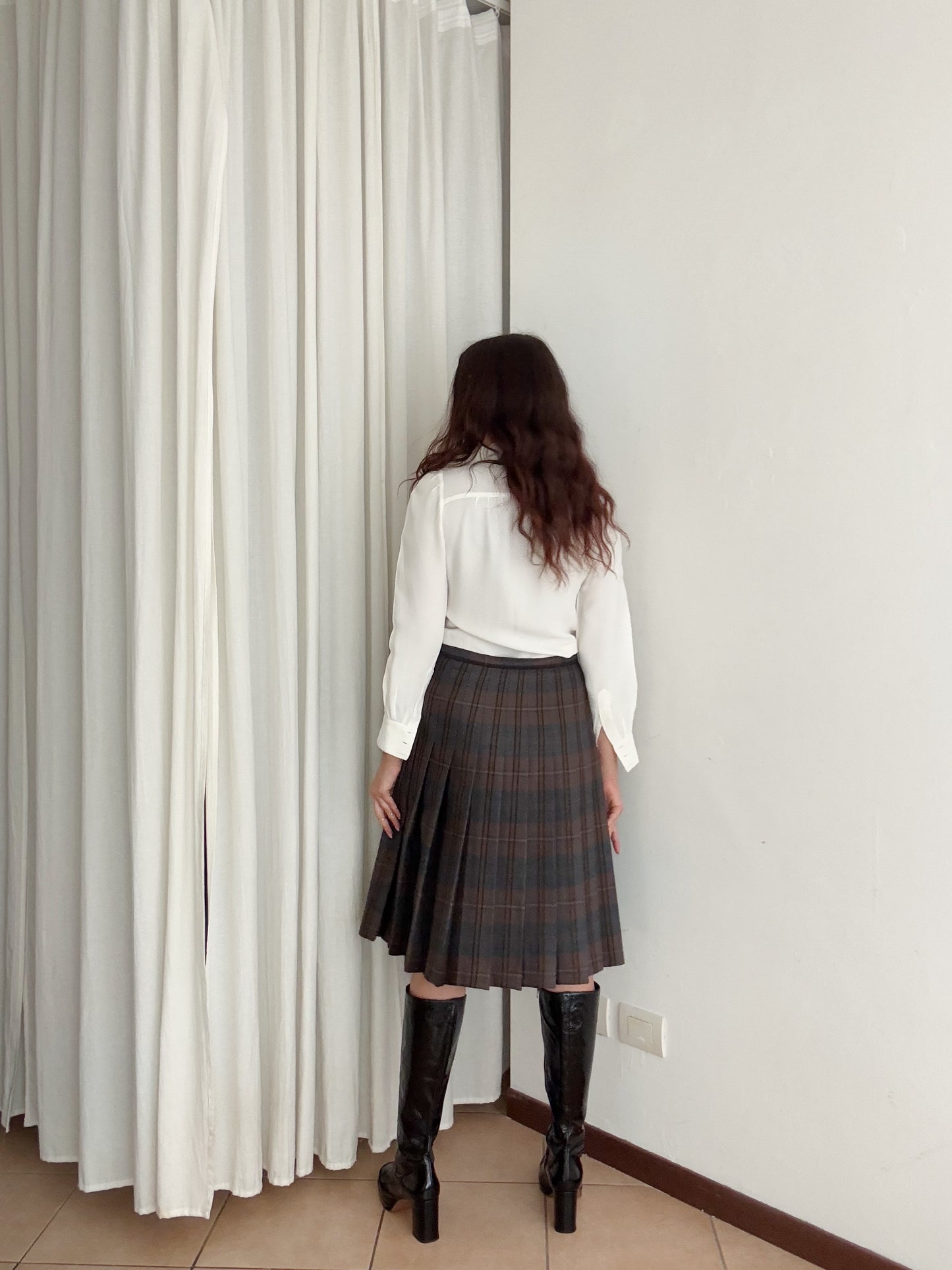 Gonna lana a quadri L/XL