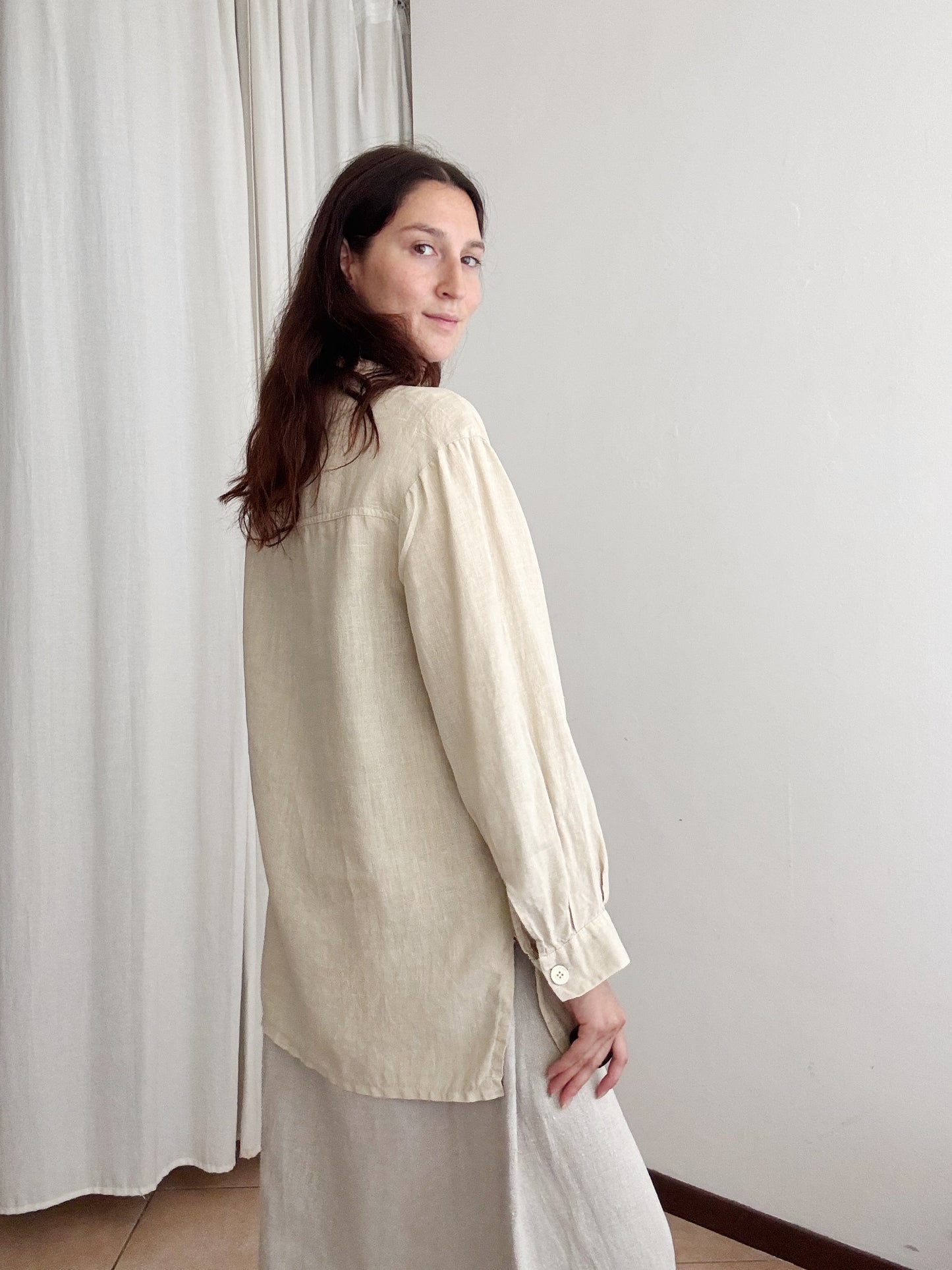 Camicia in lino beige M