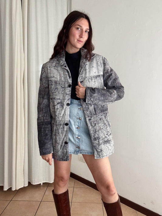 Giacca in pelle grigia unisex L