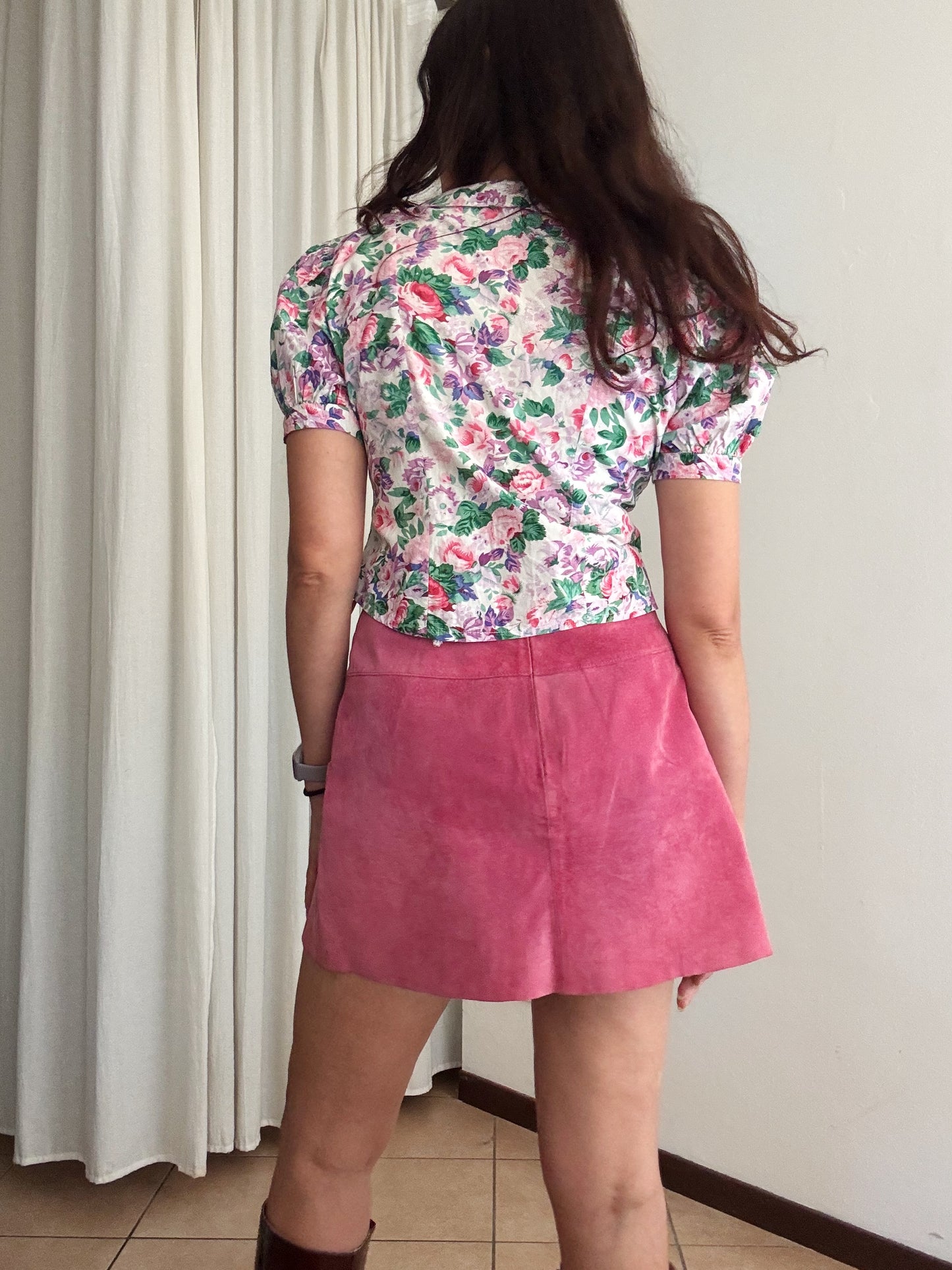 Gonna pelle rosa 42
