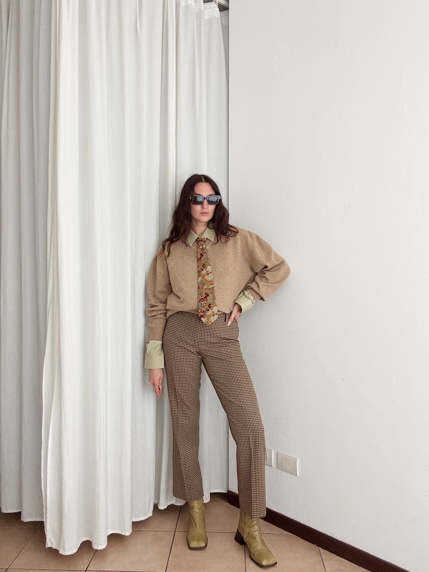 Pantaloni lana beige M