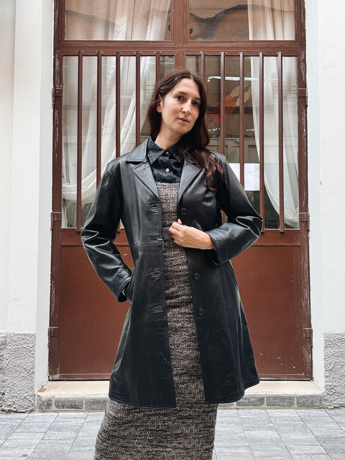 Giacca in pelle nera M