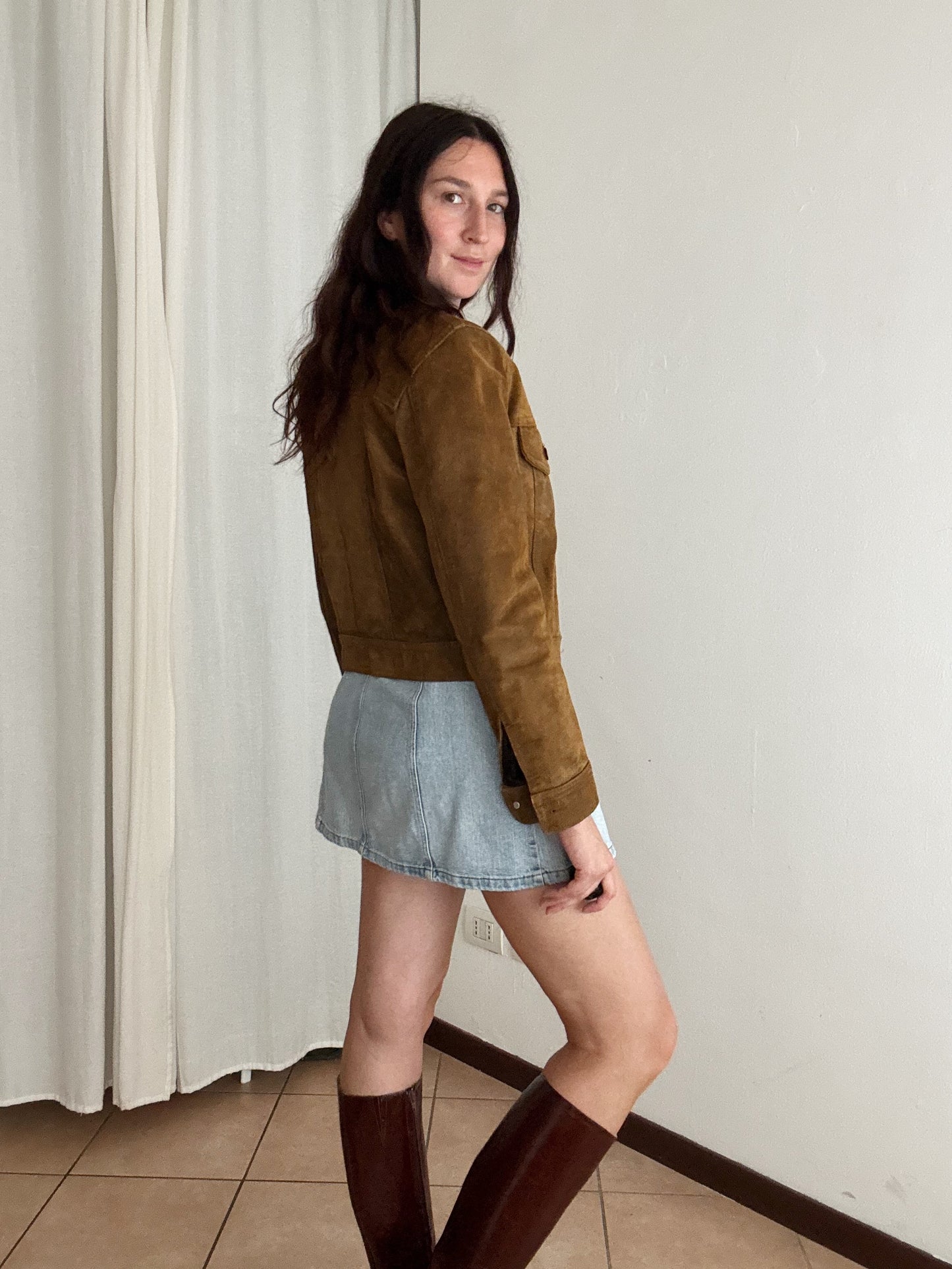 Giacca in pelle marrone S