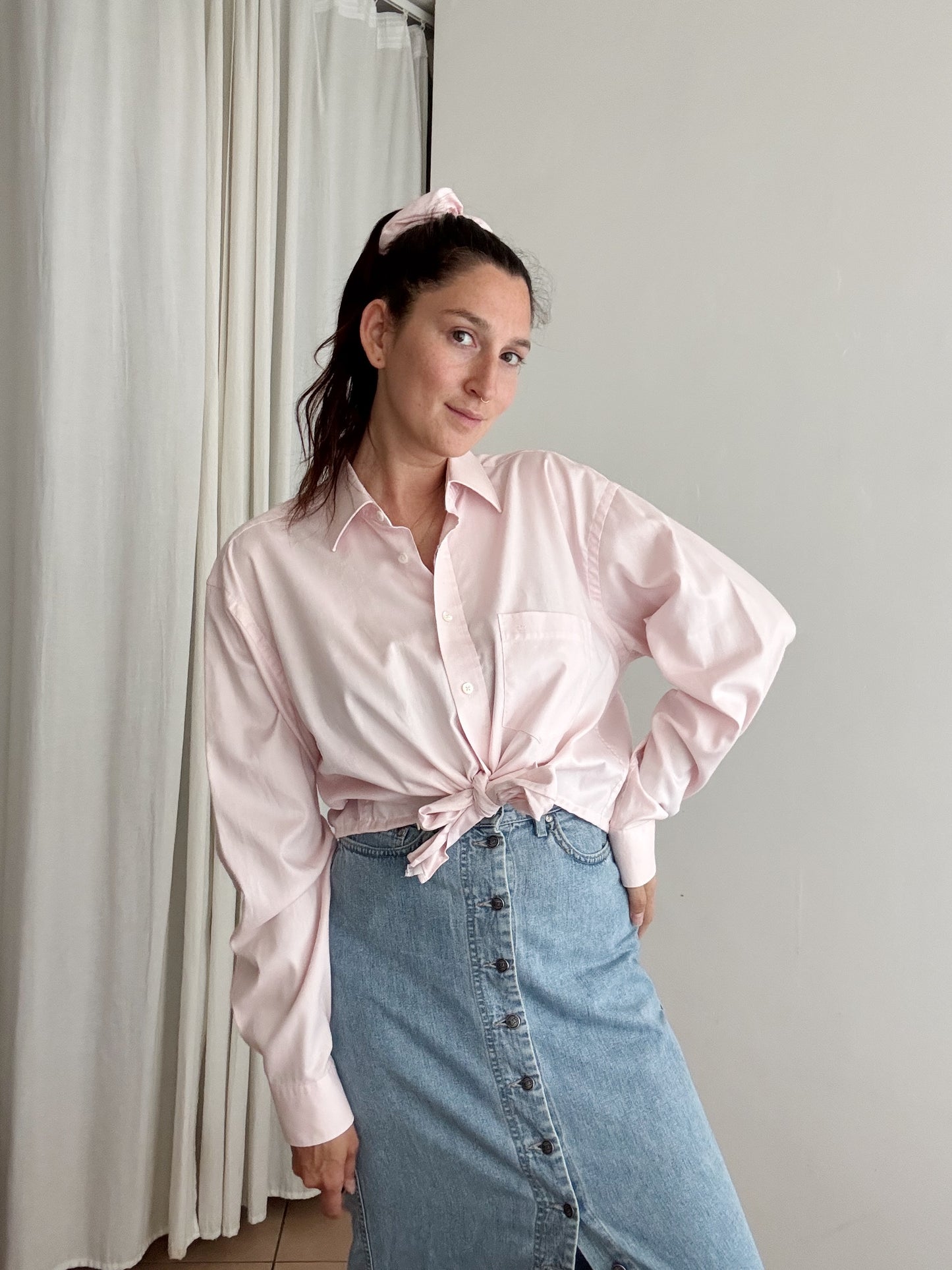 Crop + scrunchie rosa