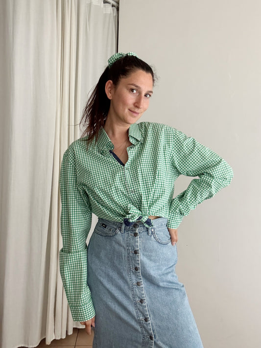 Crop + scrunchie vichy verde