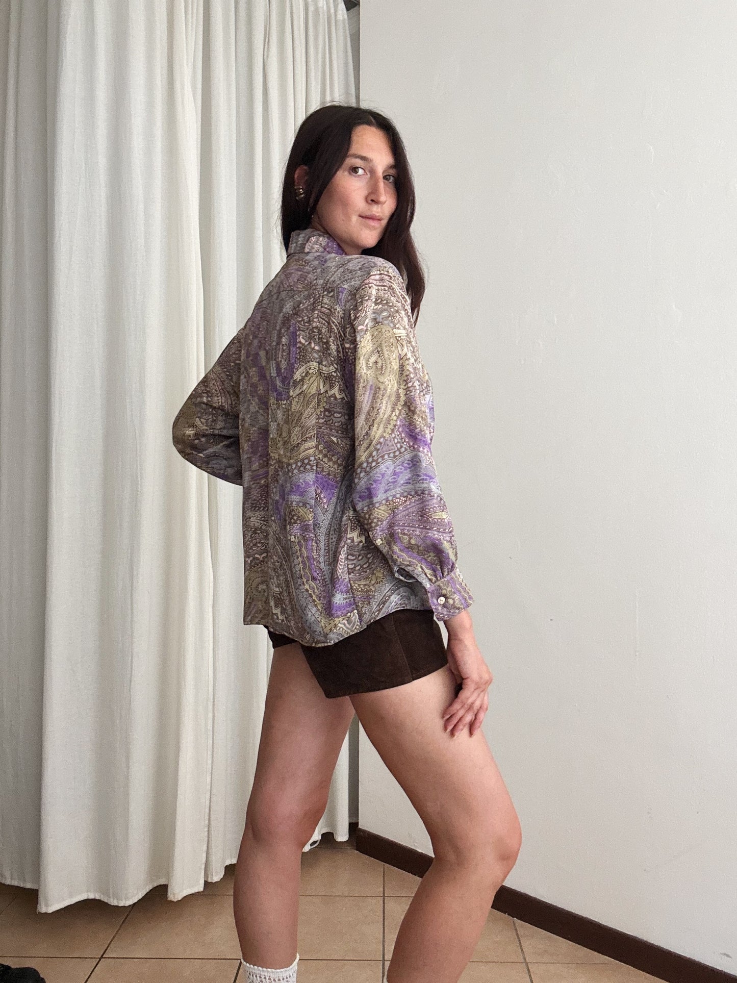 Camicia seta viola 44