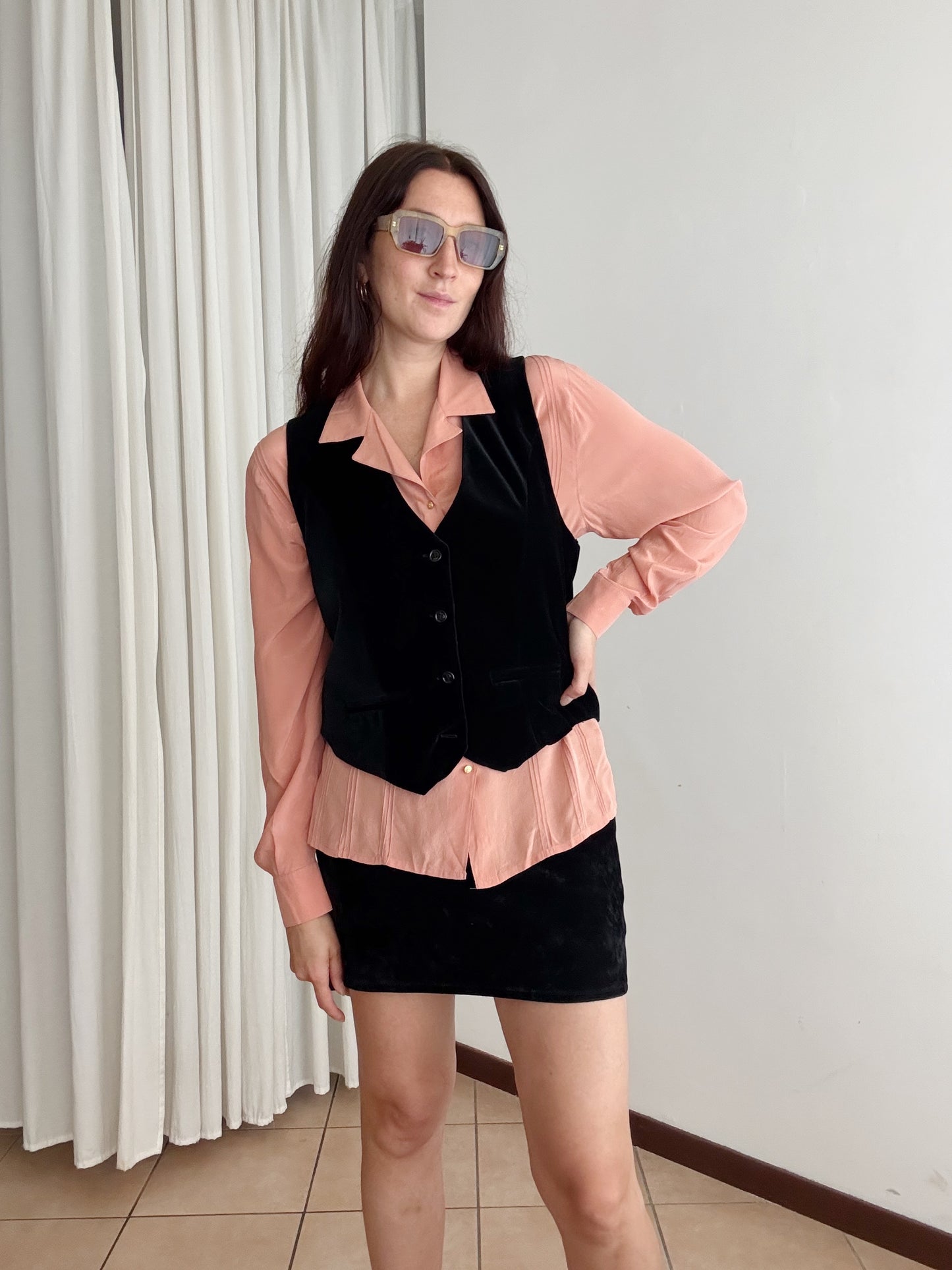 Gilet velluto nero M