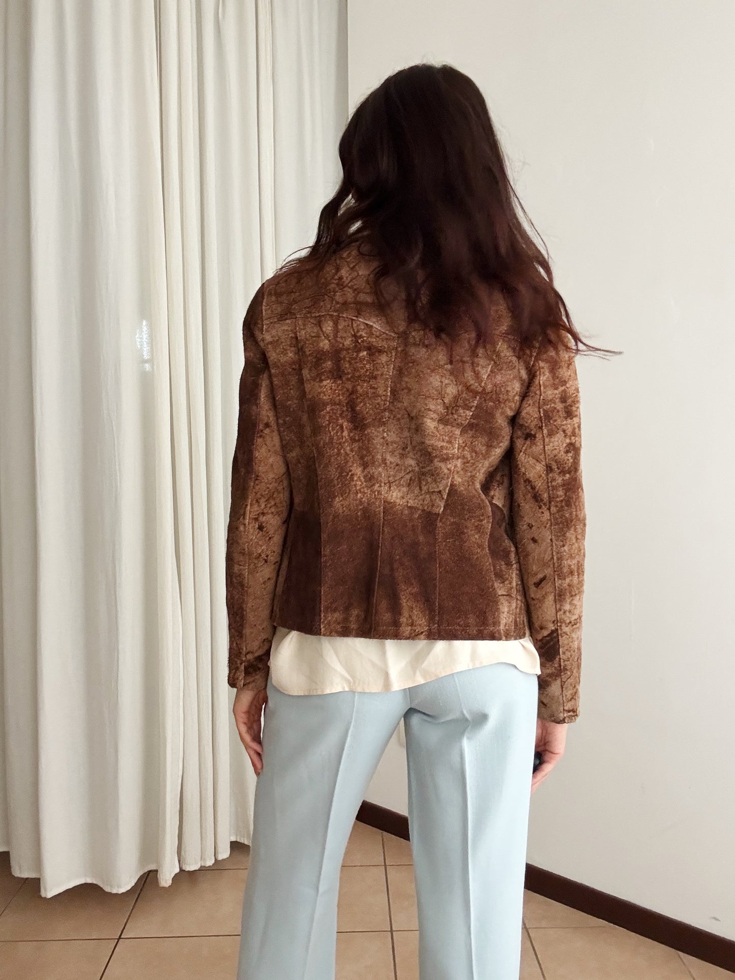 Giacca in pelle marrone 42
