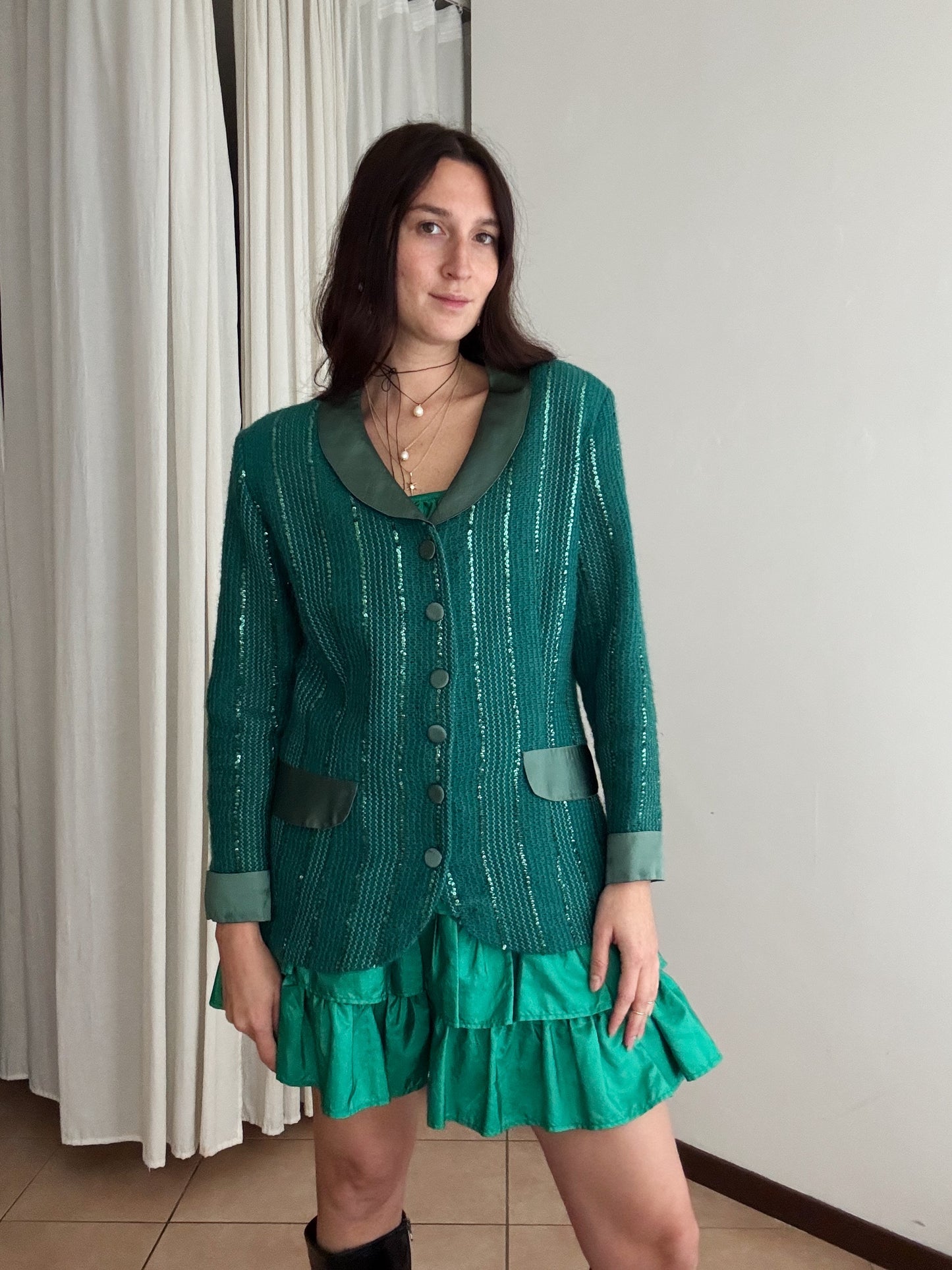 Cardigan blazer verde L