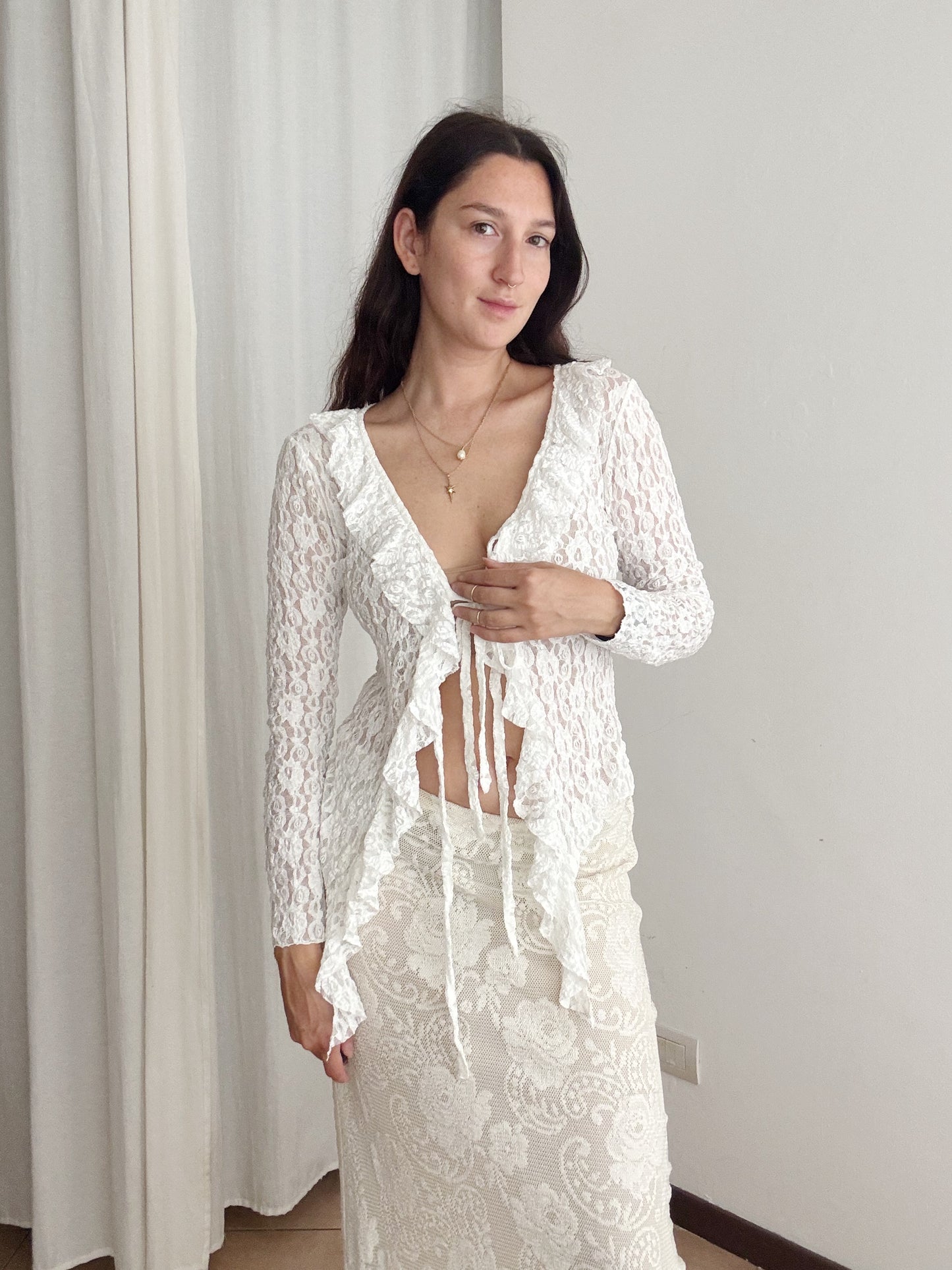 Blusa in pizzo bianco S/M