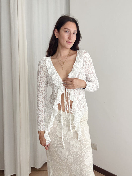 Blusa in pizzo bianco S/M