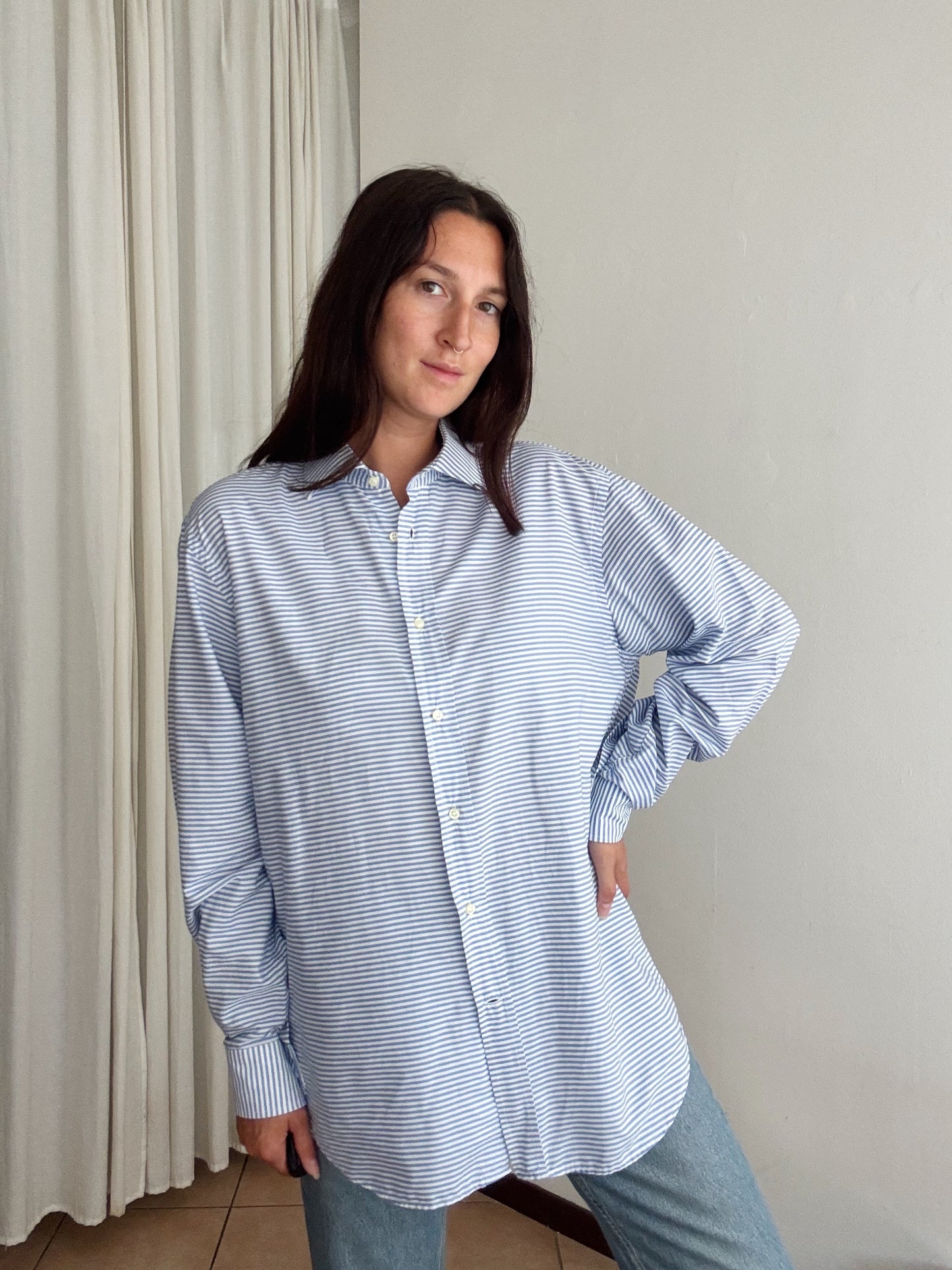 Camicia uomo a righe blu 40
