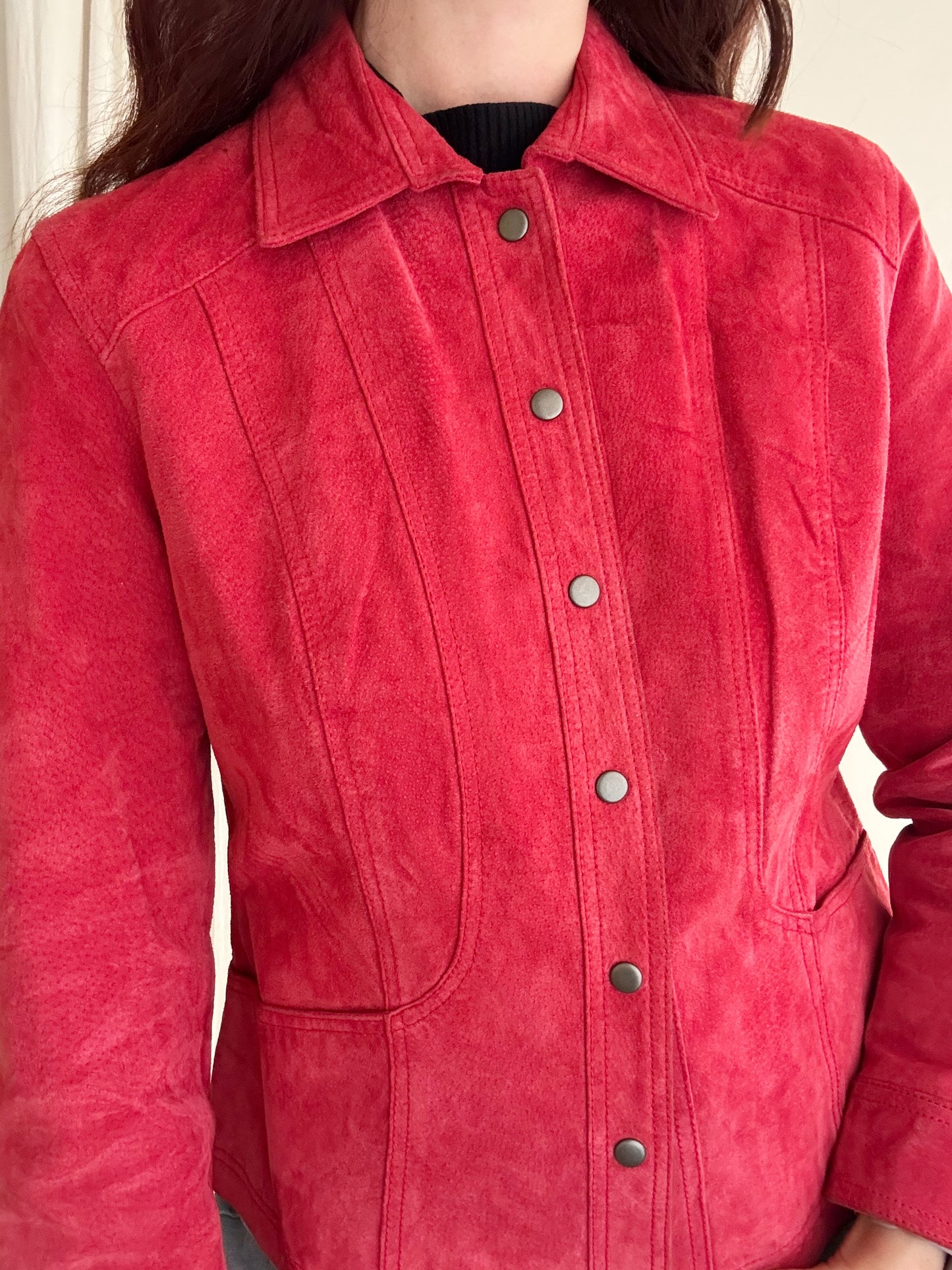 Giacca in pelle rossa M