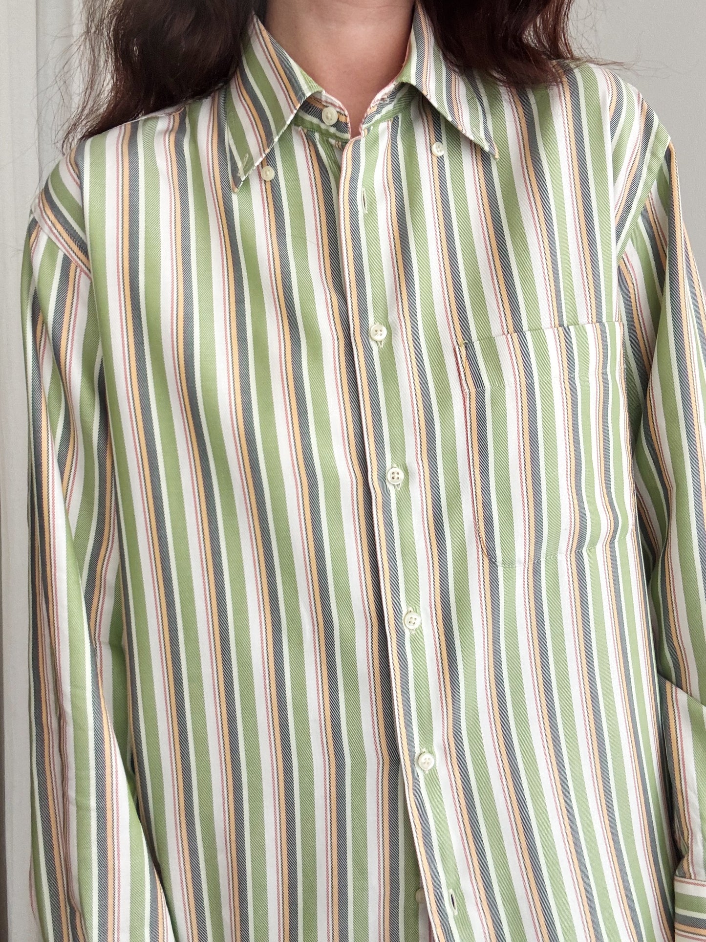 Camicia uomo a righe verdi 42