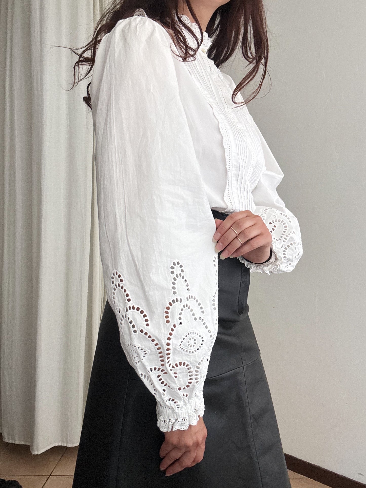 Camicia con maniche a sbuffo M