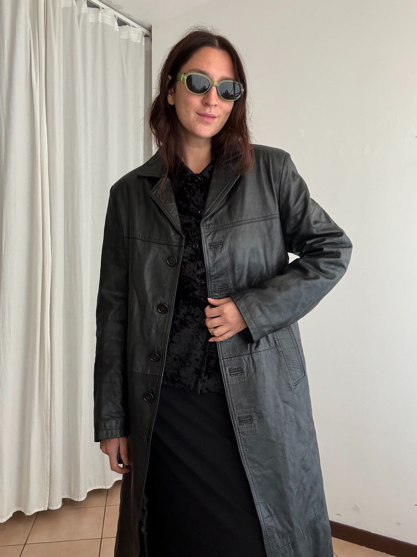 Trench in pelle unisex M