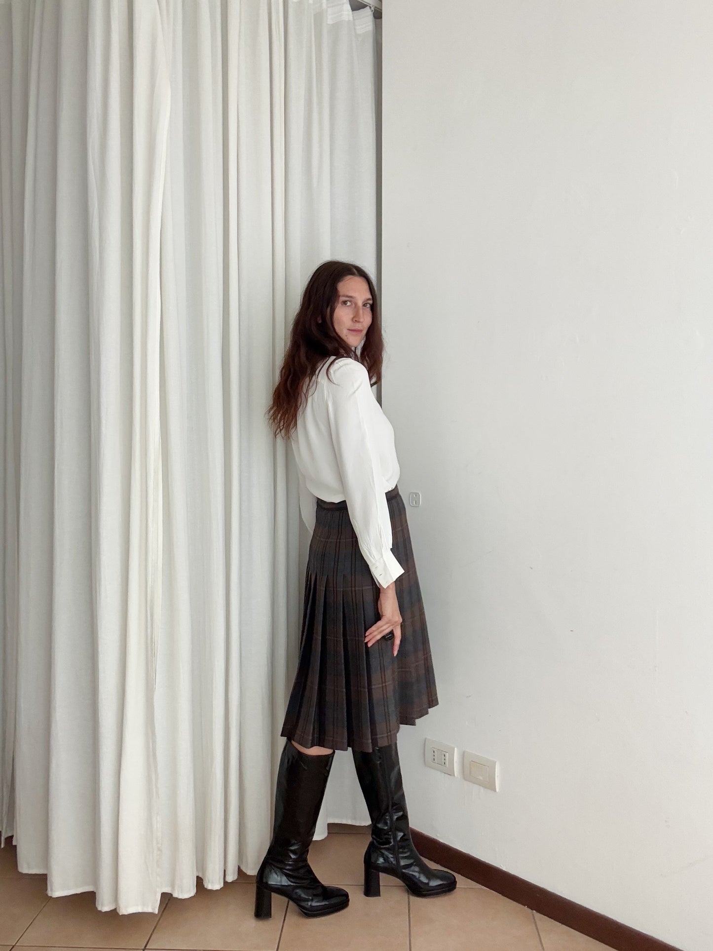 Gonna lana a quadri L/XL