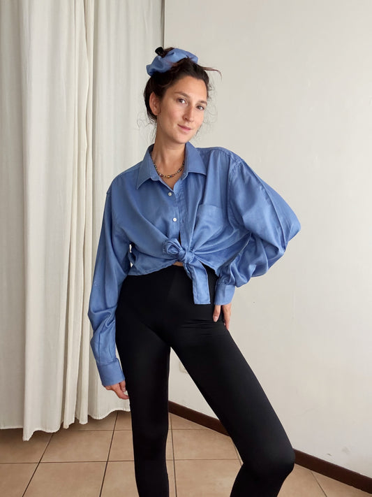 Crop + scrunchie blu
