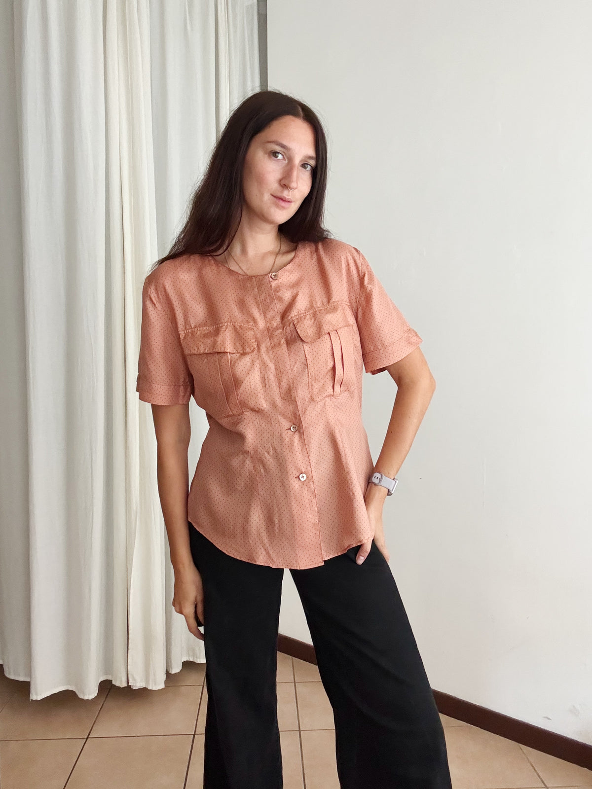 Camicia seta rosa 44