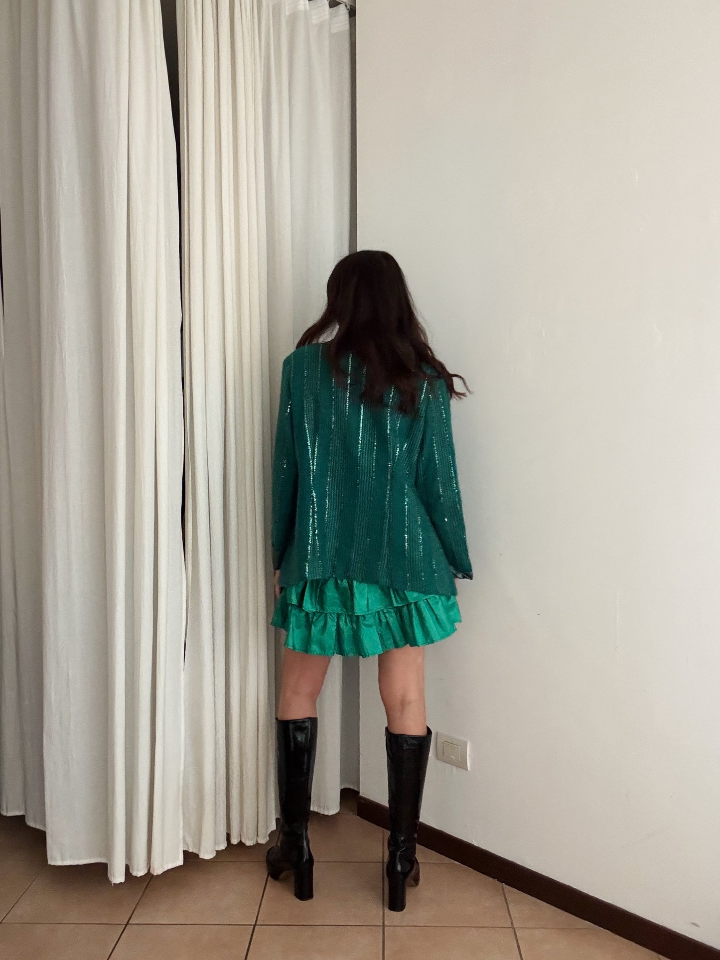 Cardigan blazer verde L