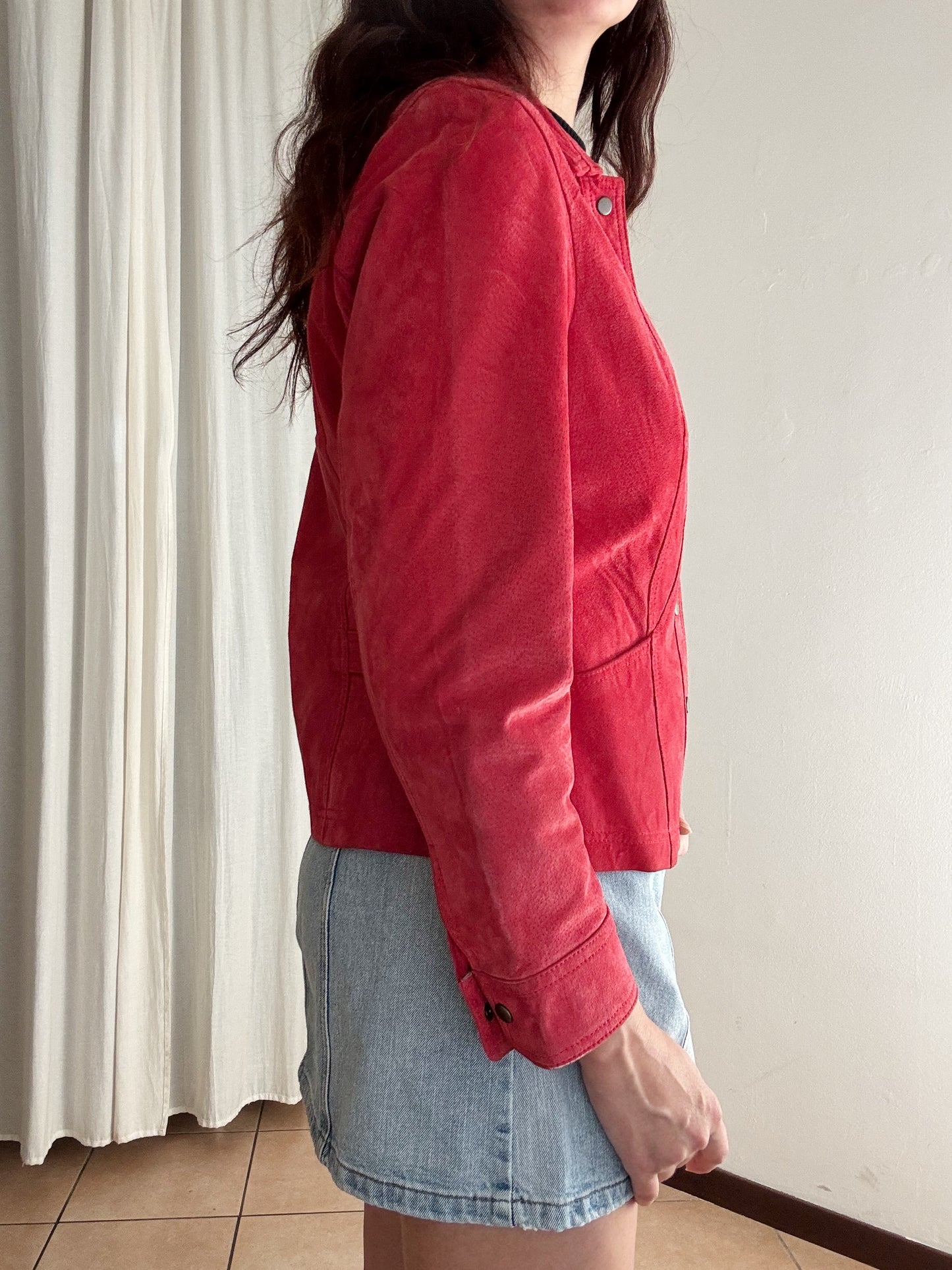 Giacca in pelle rossa M
