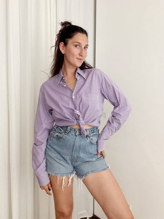 Crop + scrunchie righe viola
