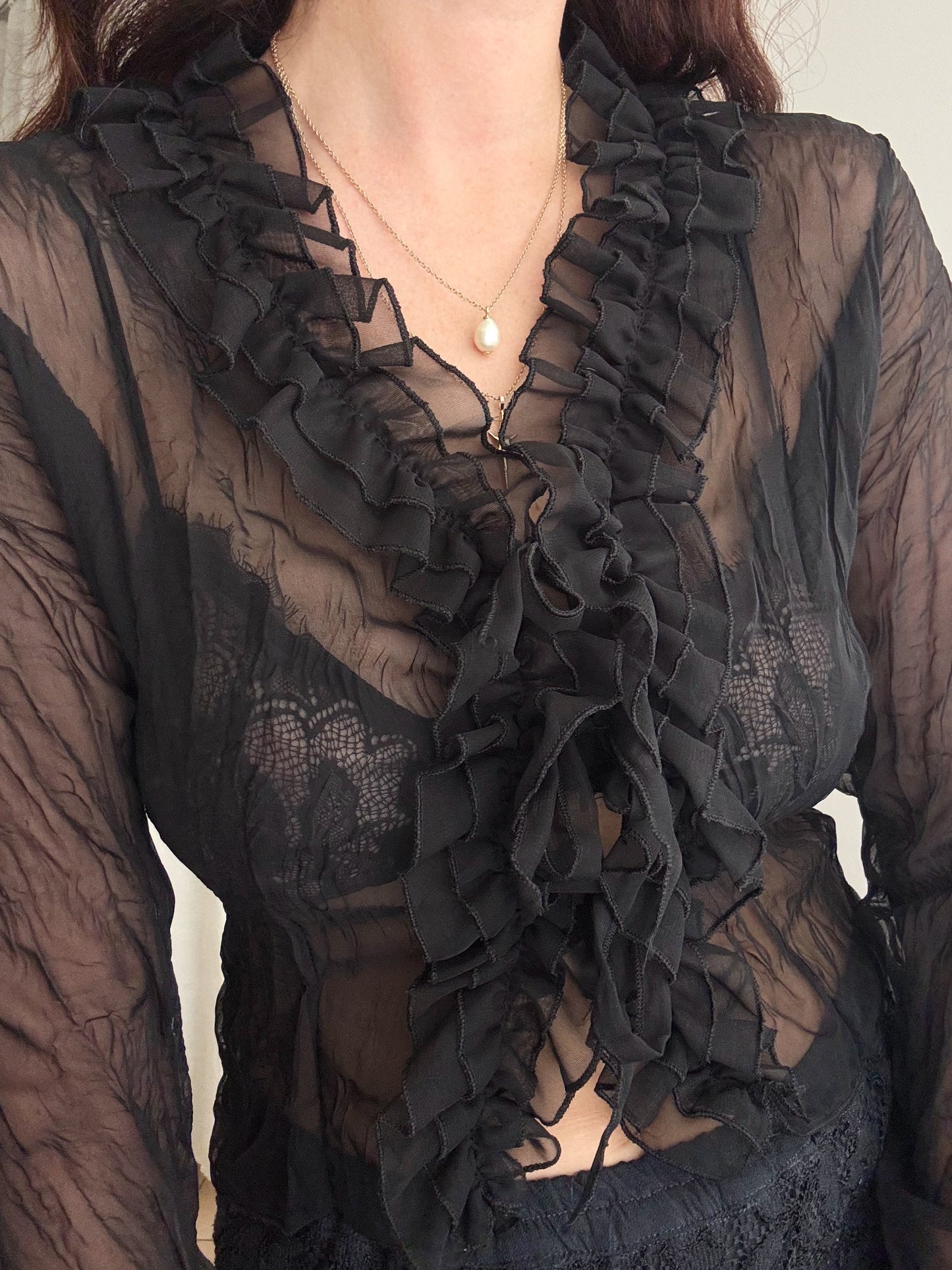Blusa in organza nera M