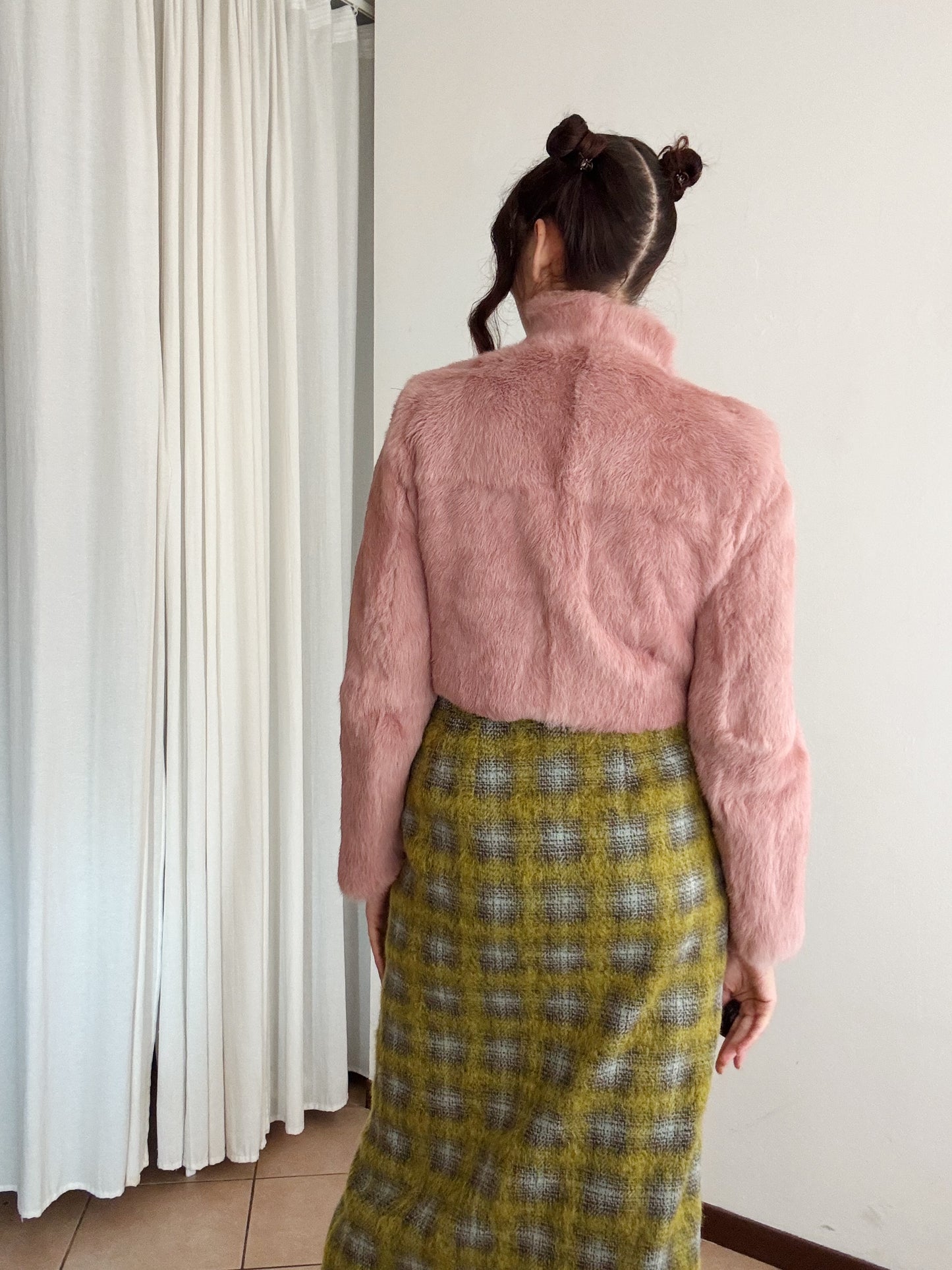 Pelliccia corta rosa M