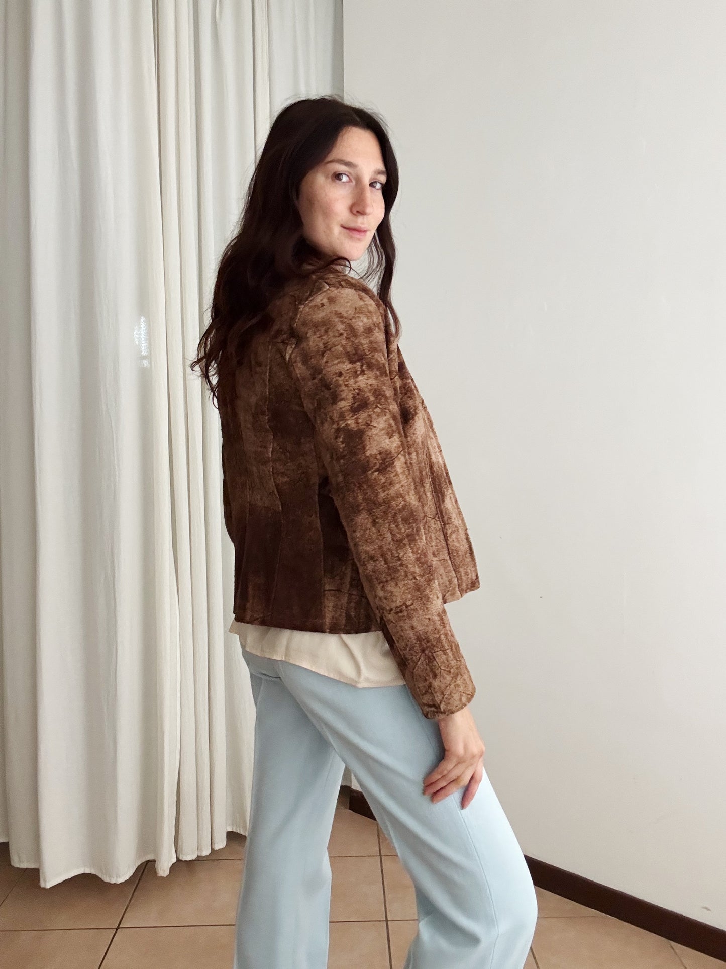 Giacca in pelle marrone 42
