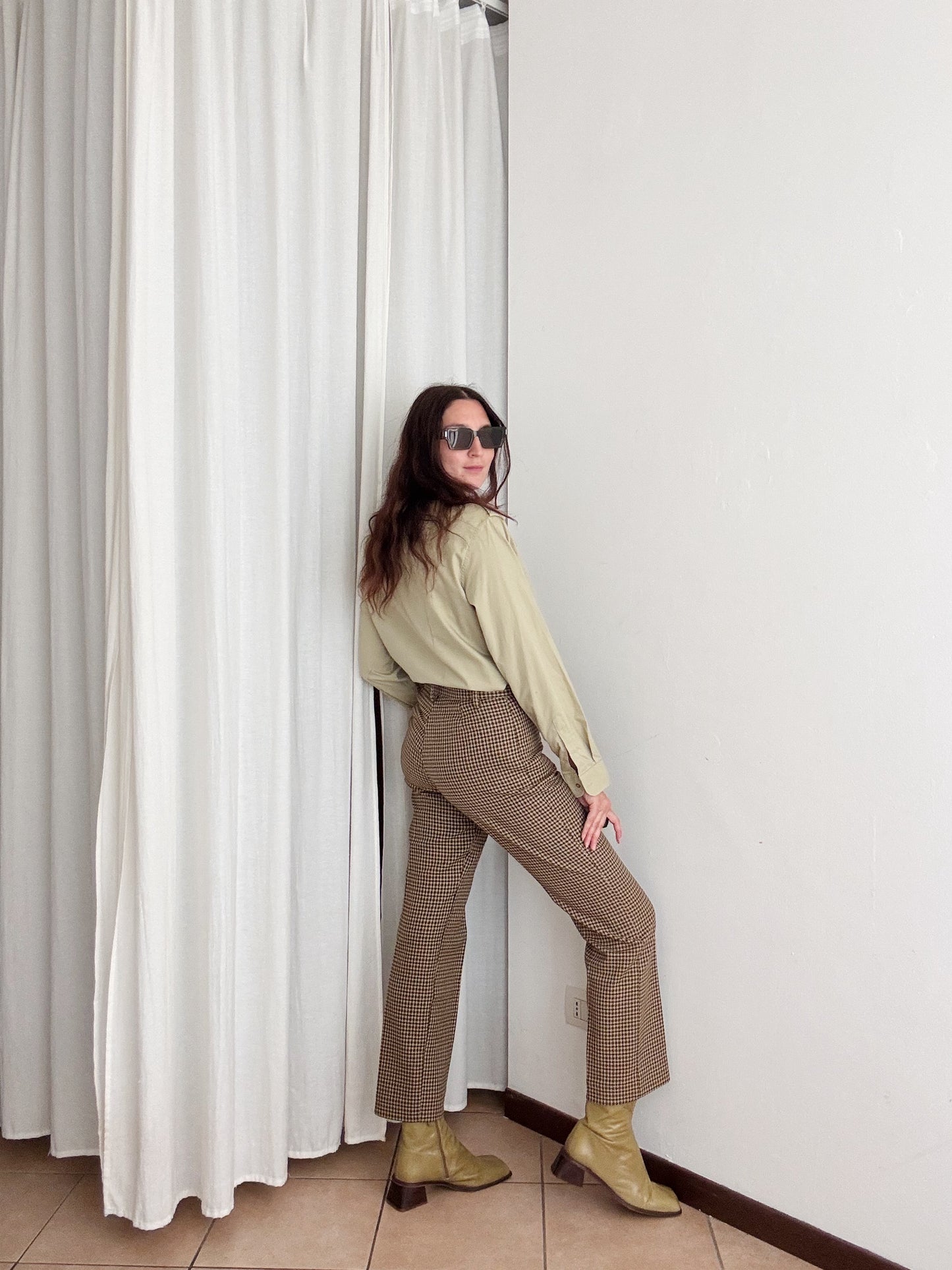 Pantaloni lana beige M