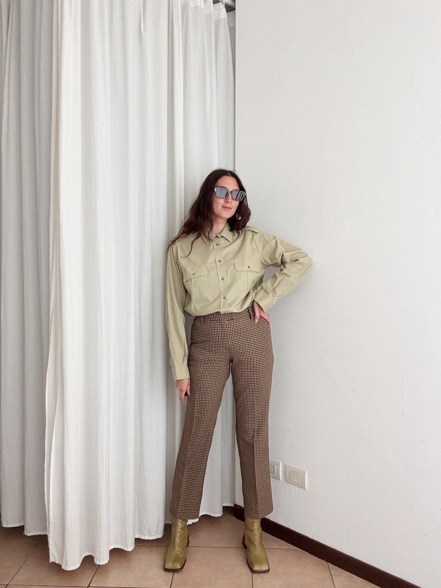 Pantaloni lana beige M