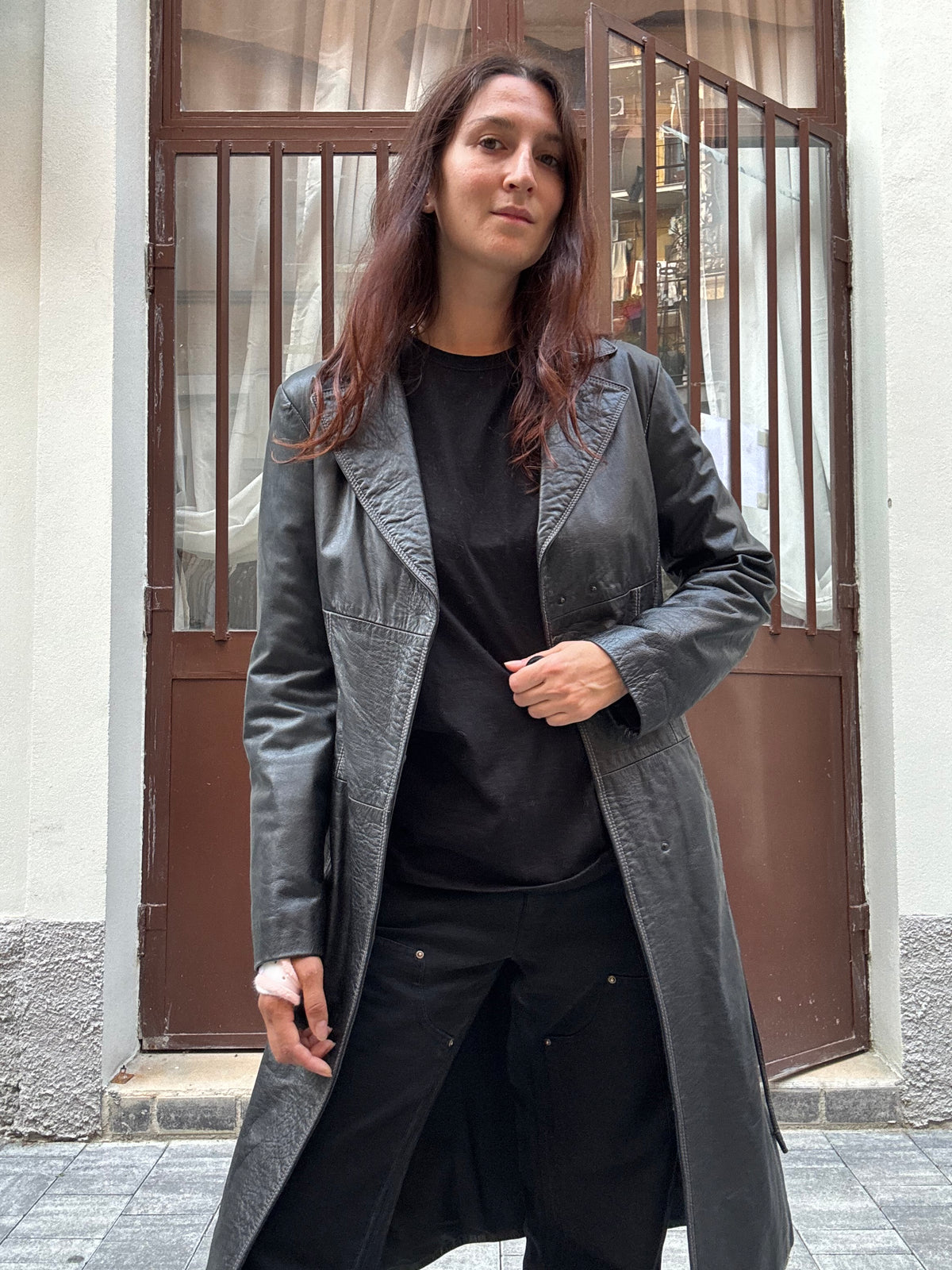 Trench in pelle nera Alysi M