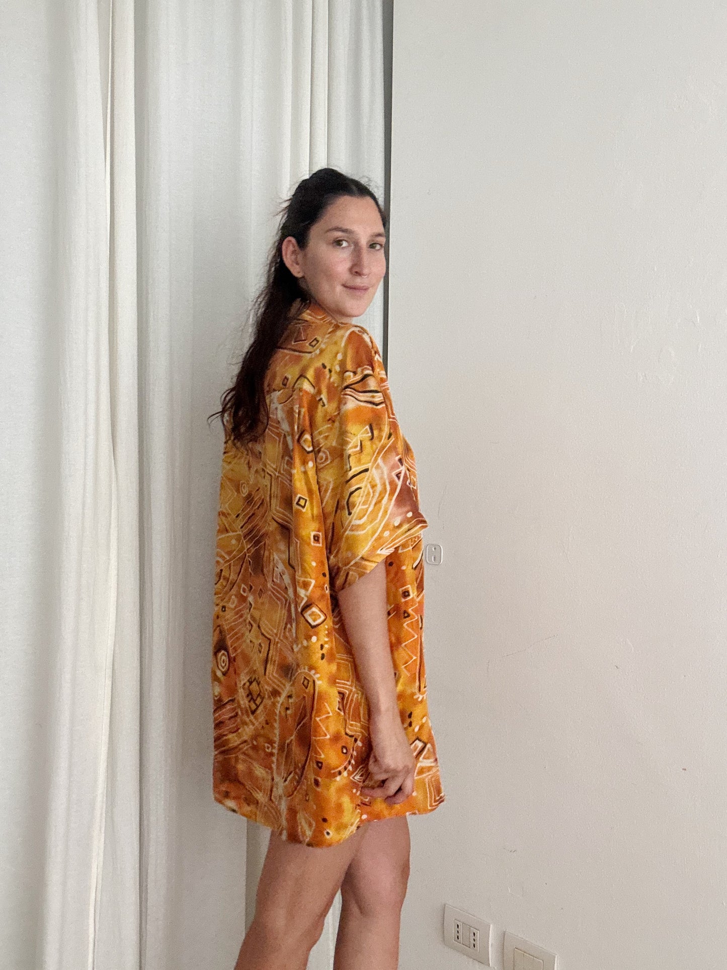 Camicia seta arancione XL