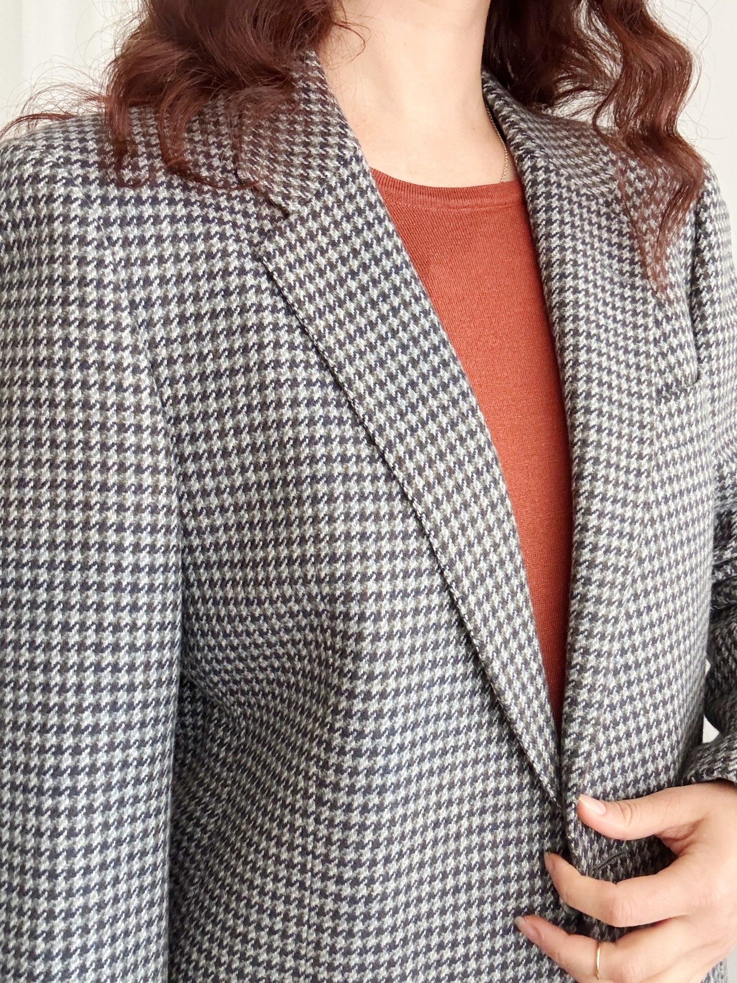 Blazer lana blu grigio L