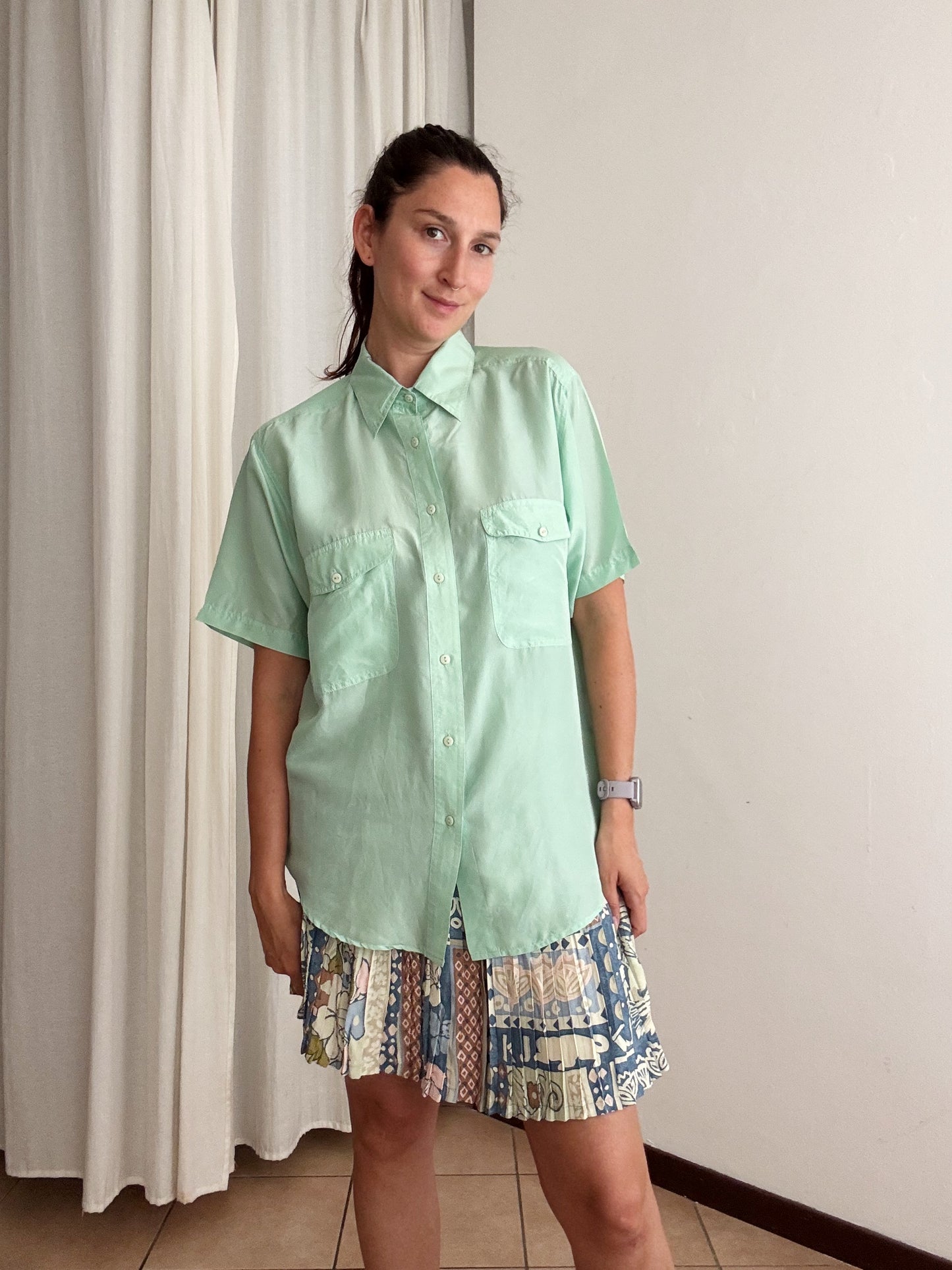 Camicia seta menta M