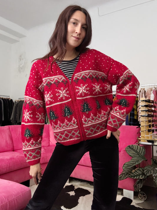 Cardigan rosso natalizio L